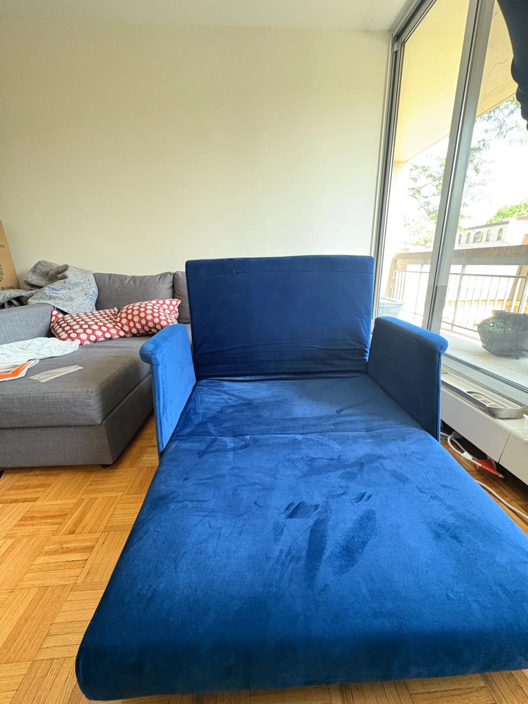 Blue Velvet Loveseat Sofa Bed - photo 3