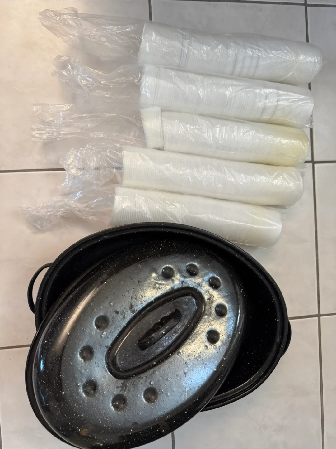 Oval Roasting Pan with Lid and Disposable lids #freecycle thumbnail