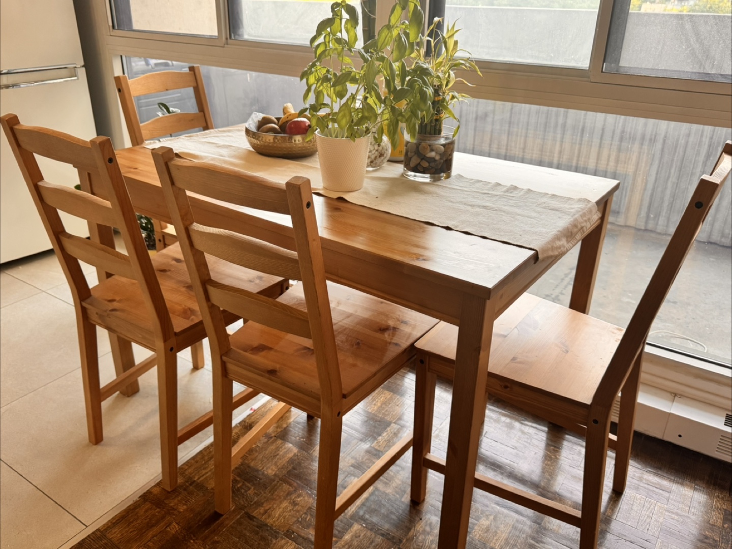 IKEA Solid Pine Dining Table with 4 Chairs - photo 2