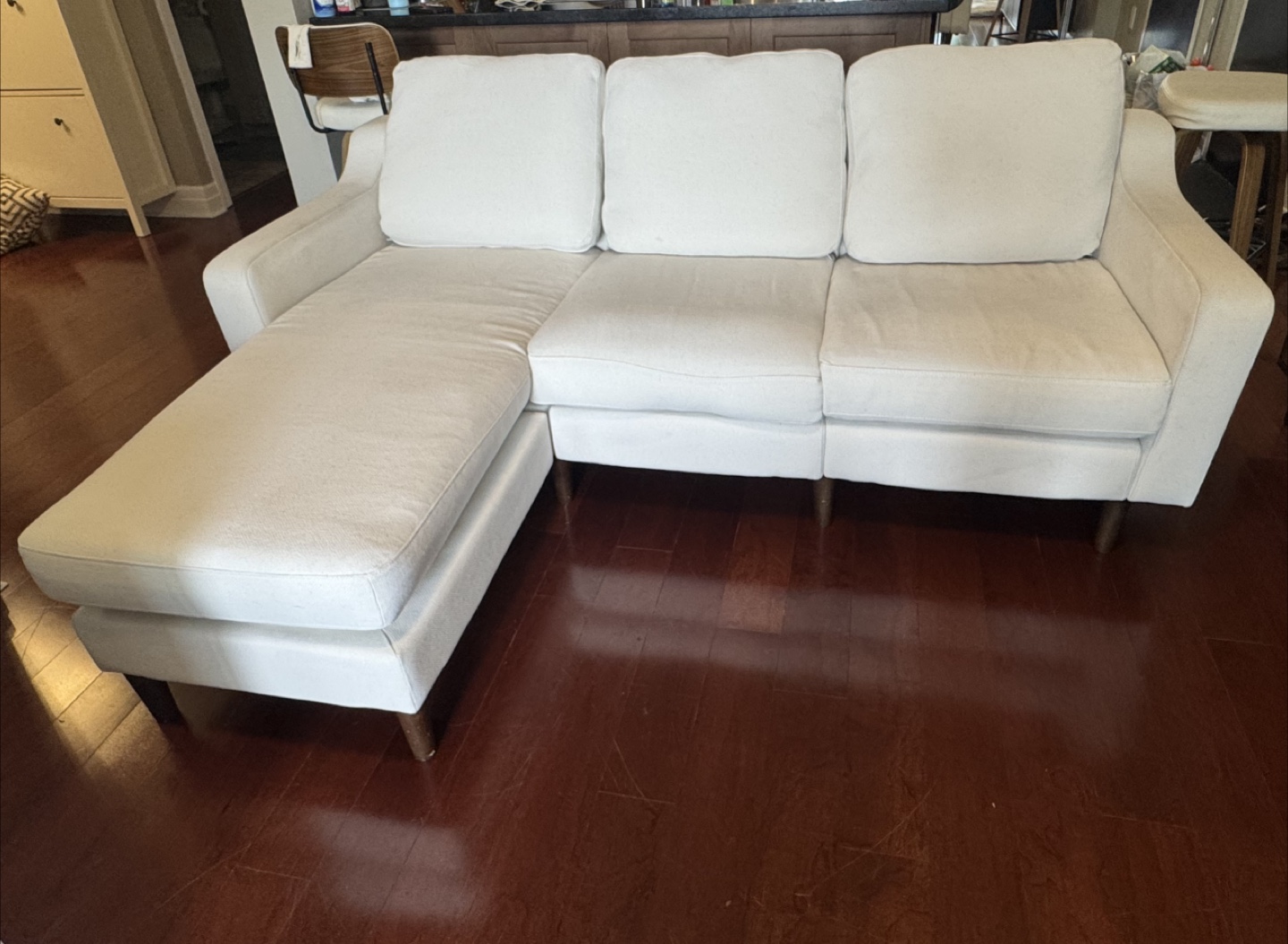 White Sectional Sofa with reversible Chaise Lounge