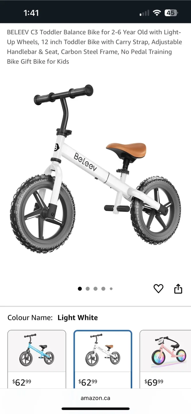 New Beleev C3 Toddler Balance Bike (2-6 Years) thumbnail