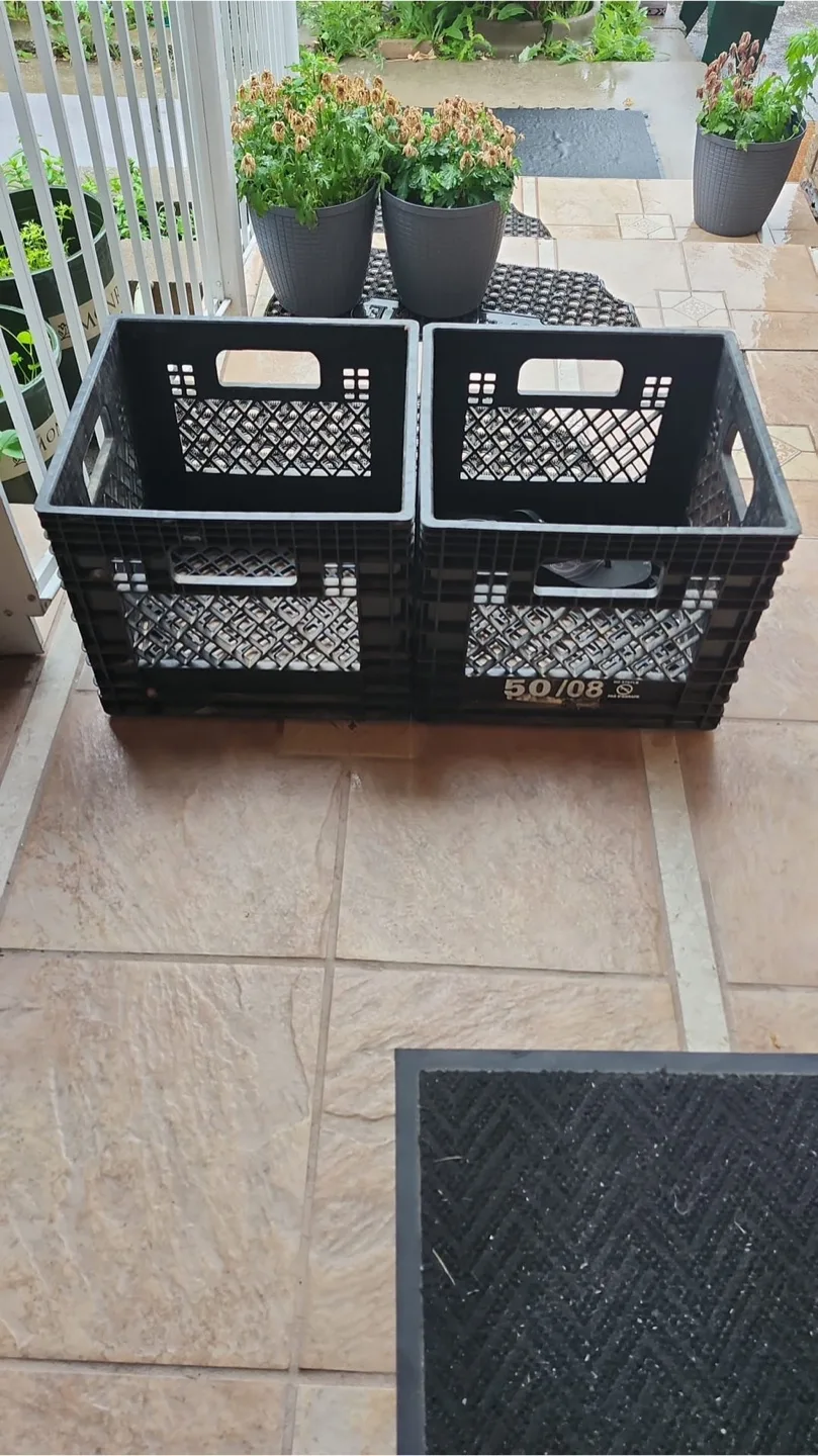 Black Plastic Milk Crates - Set of 2 thumbnail