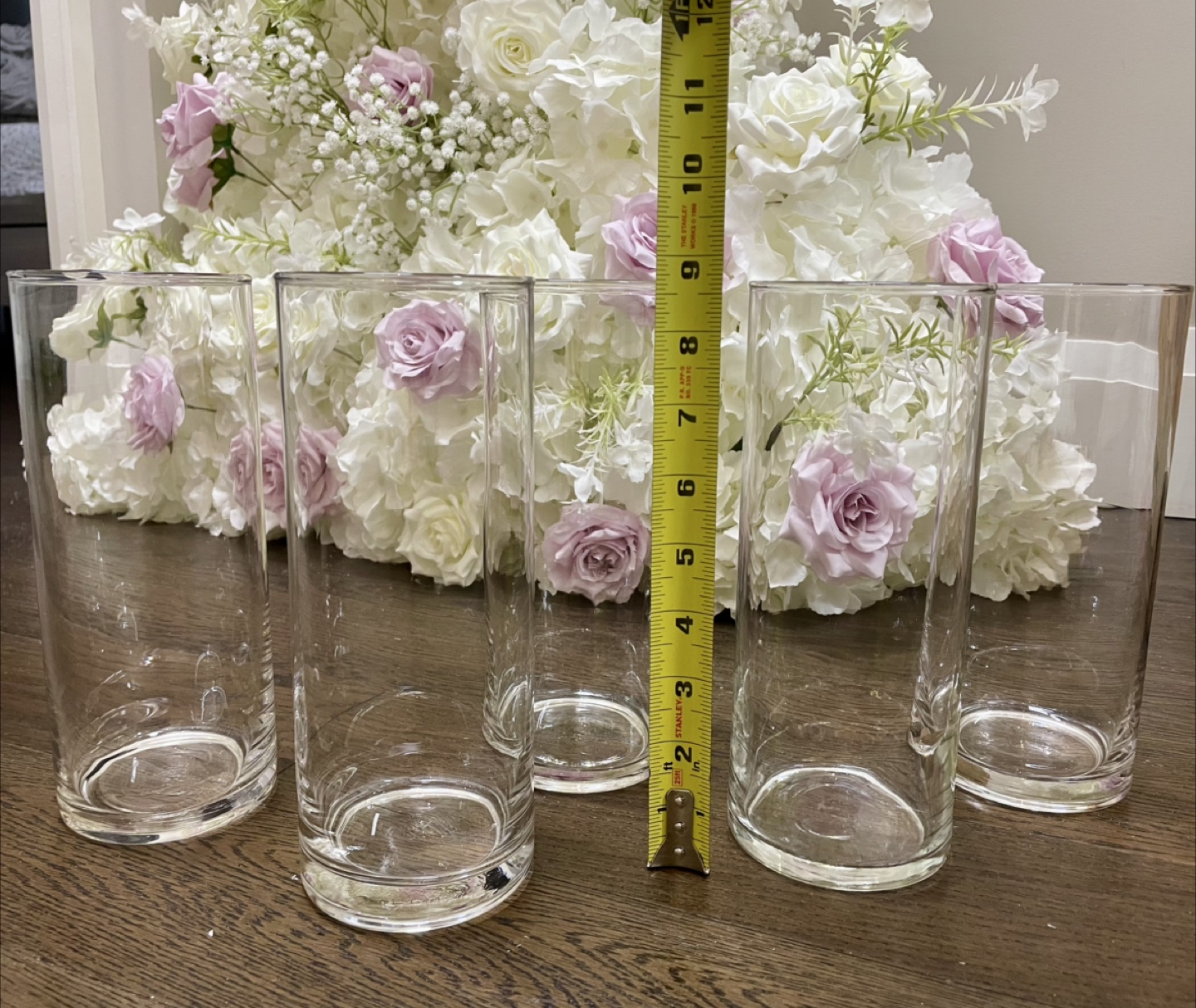 Cylinder Glass Vases with floating candles (Set of 5) - photo 2