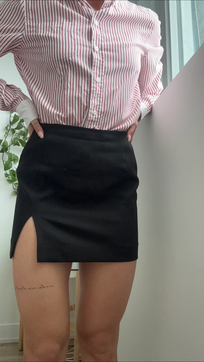 Black Mini Skirt with Slit thumbnail
