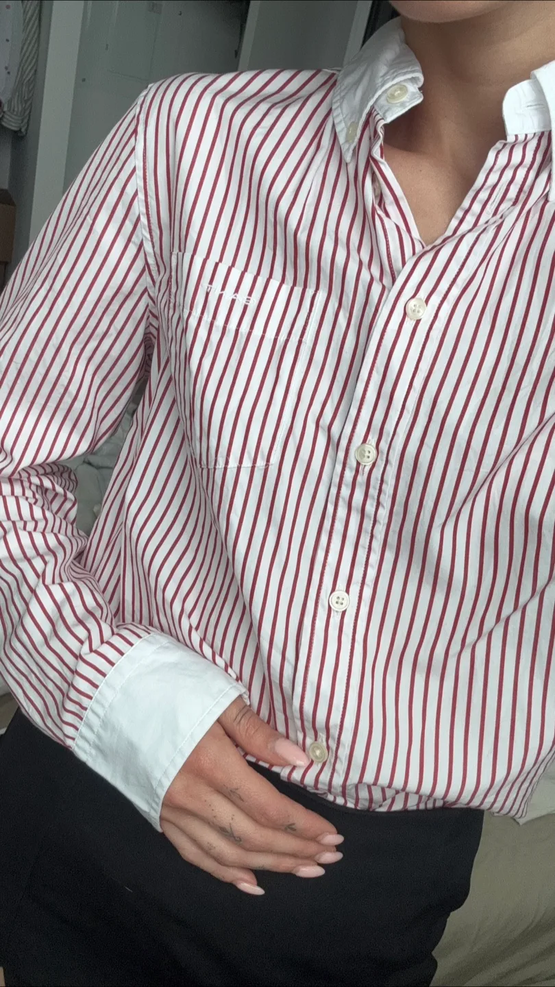 GANT Red Contrast Collar Striped Shirt - Size 36 thumbnail