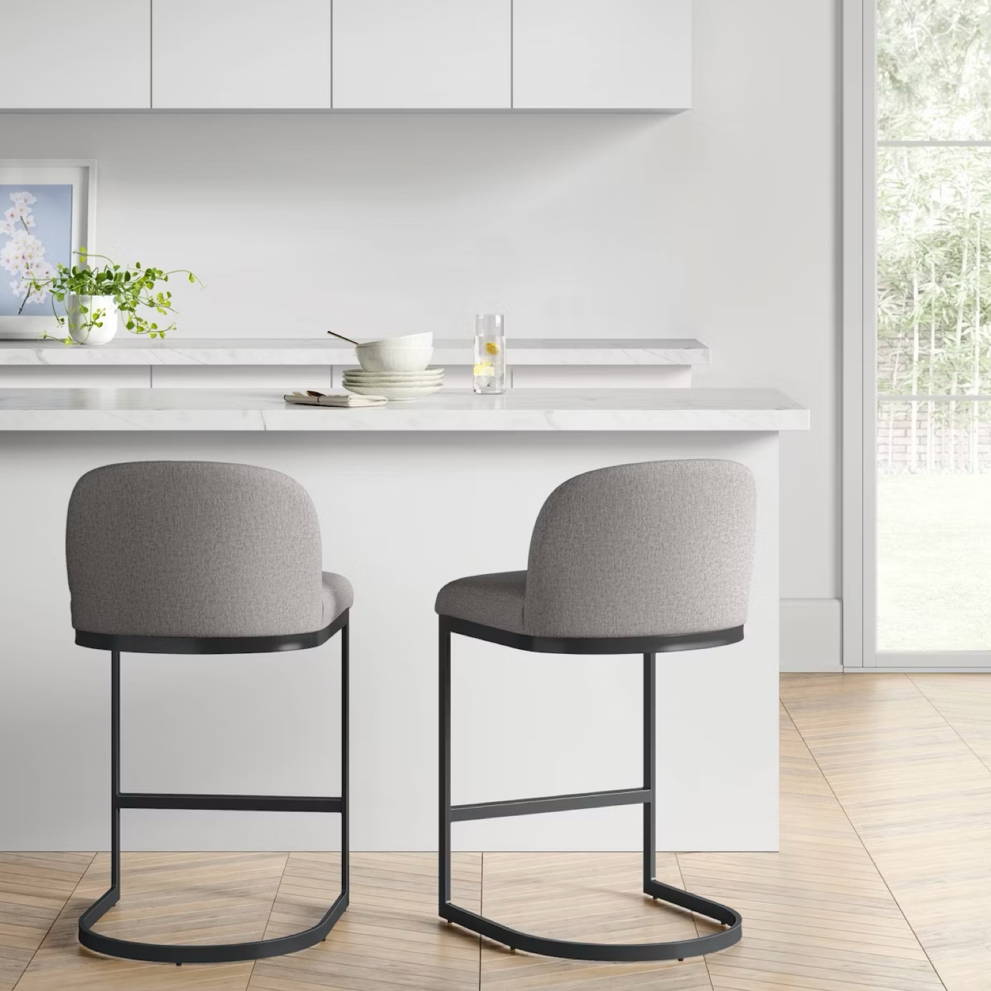 Gray Upholstered Counter Stools X2 - photo 3