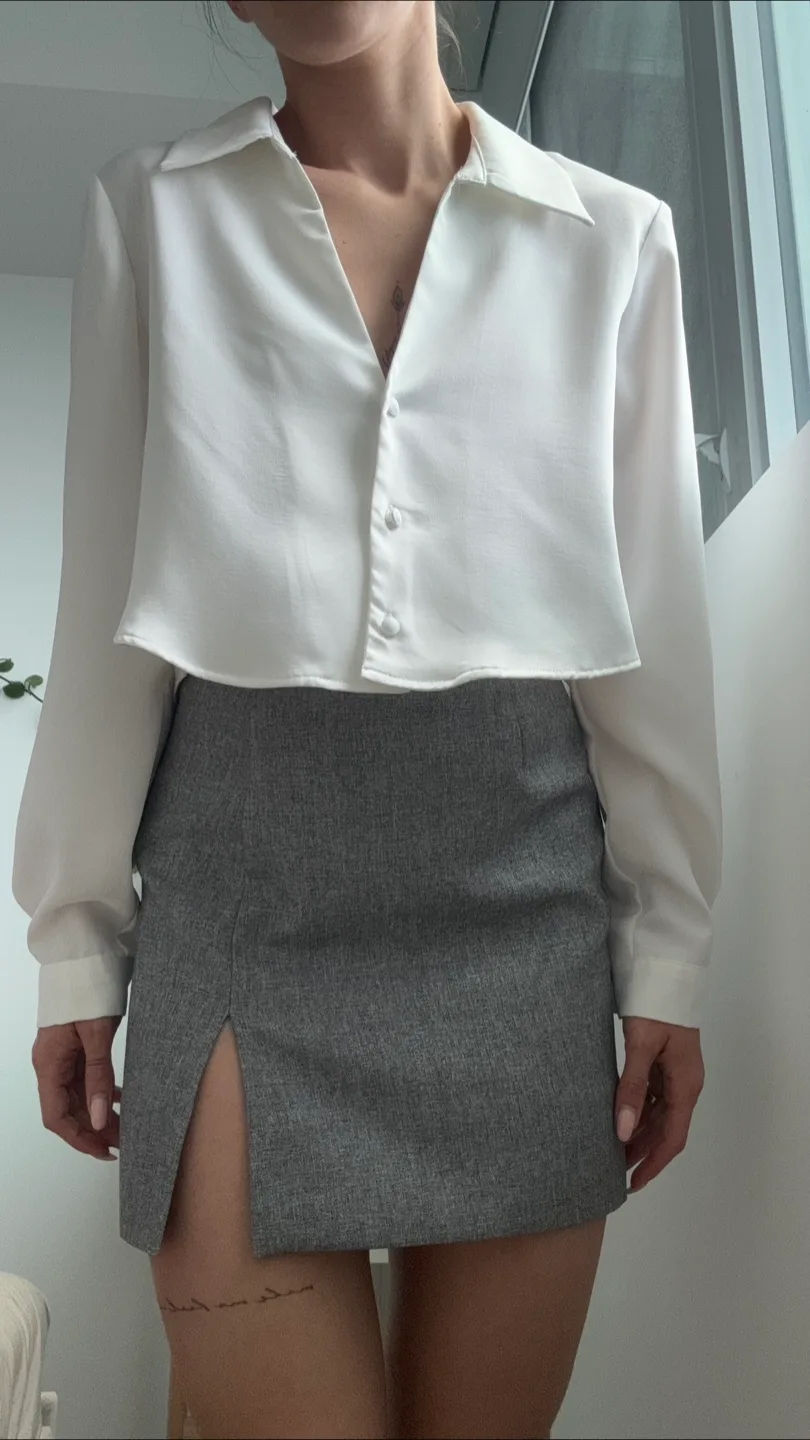 White silk shirt Zara thumbnail