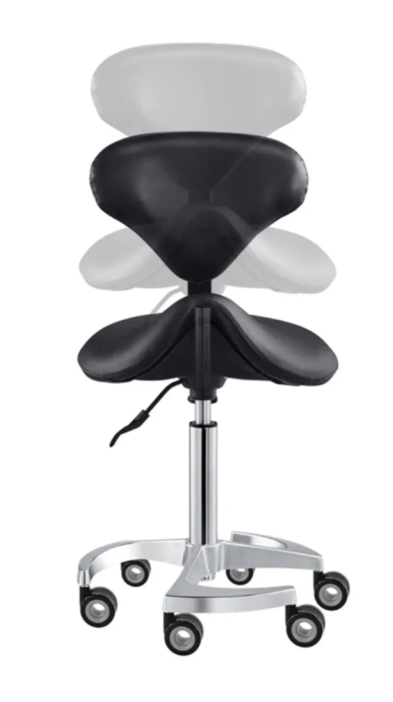 Adjustable Black Saddle rolling Stool Chair image indicator(2)