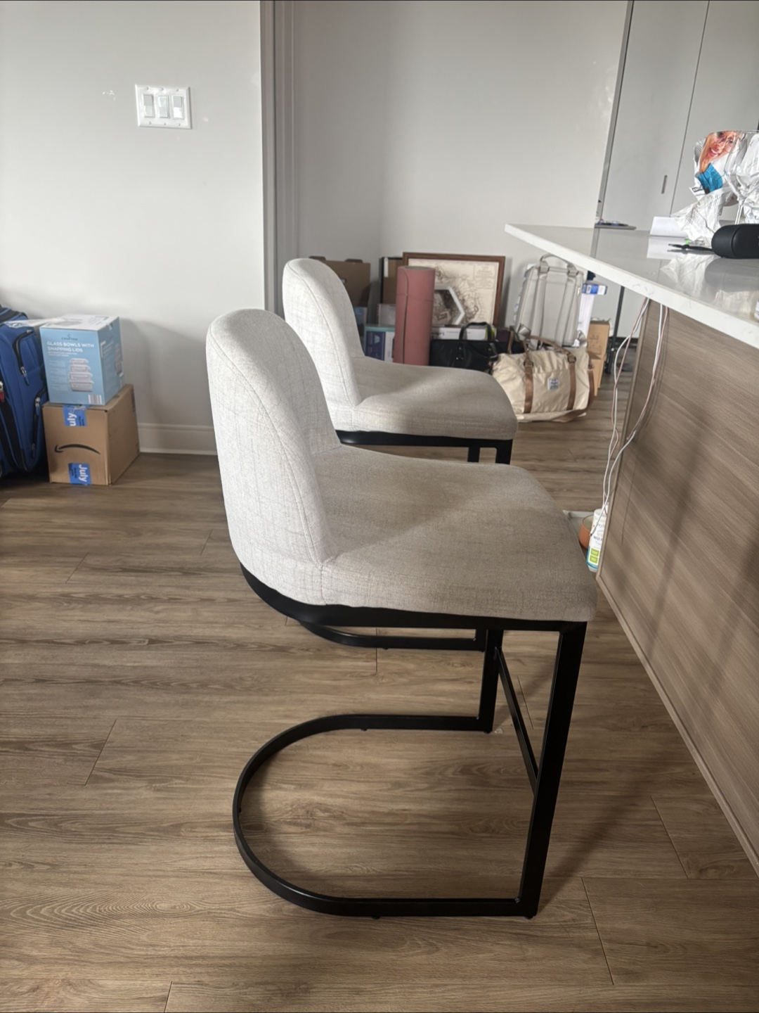 Gray Upholstered Counter Stools X2