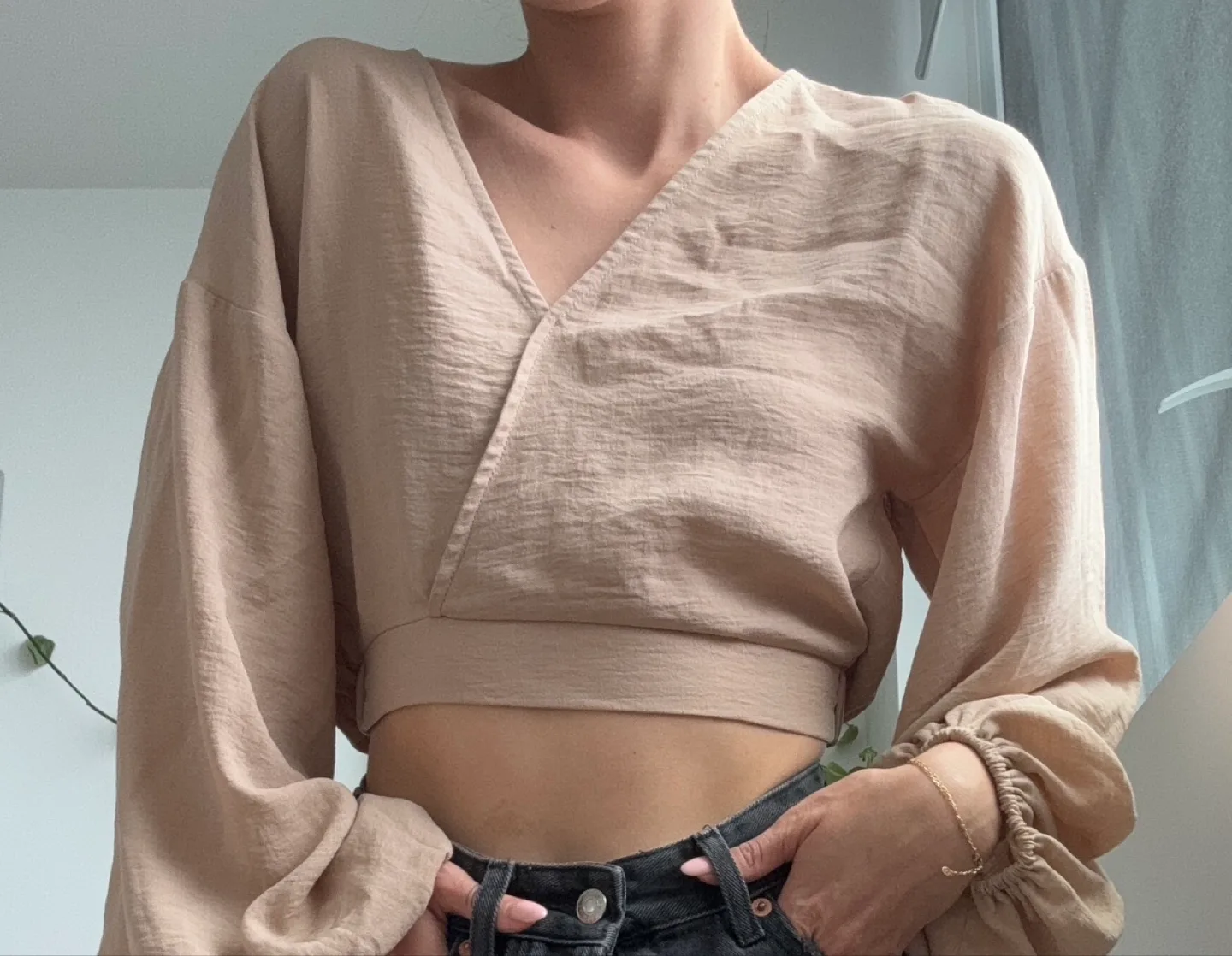 Beige Wrap Crop Top thumbnail