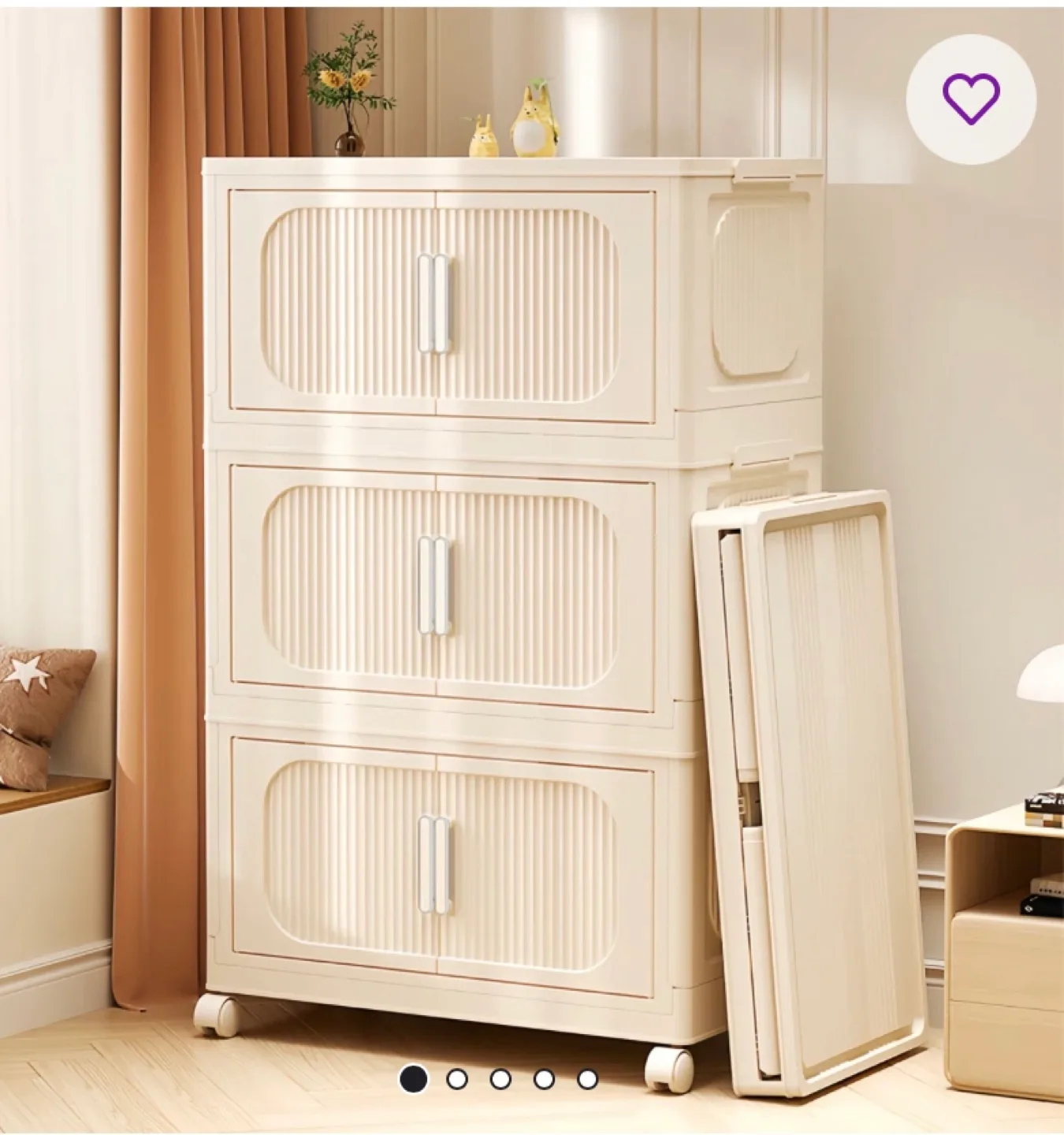 Foldable Plastic Storage Cabinet - Cream thumbnail