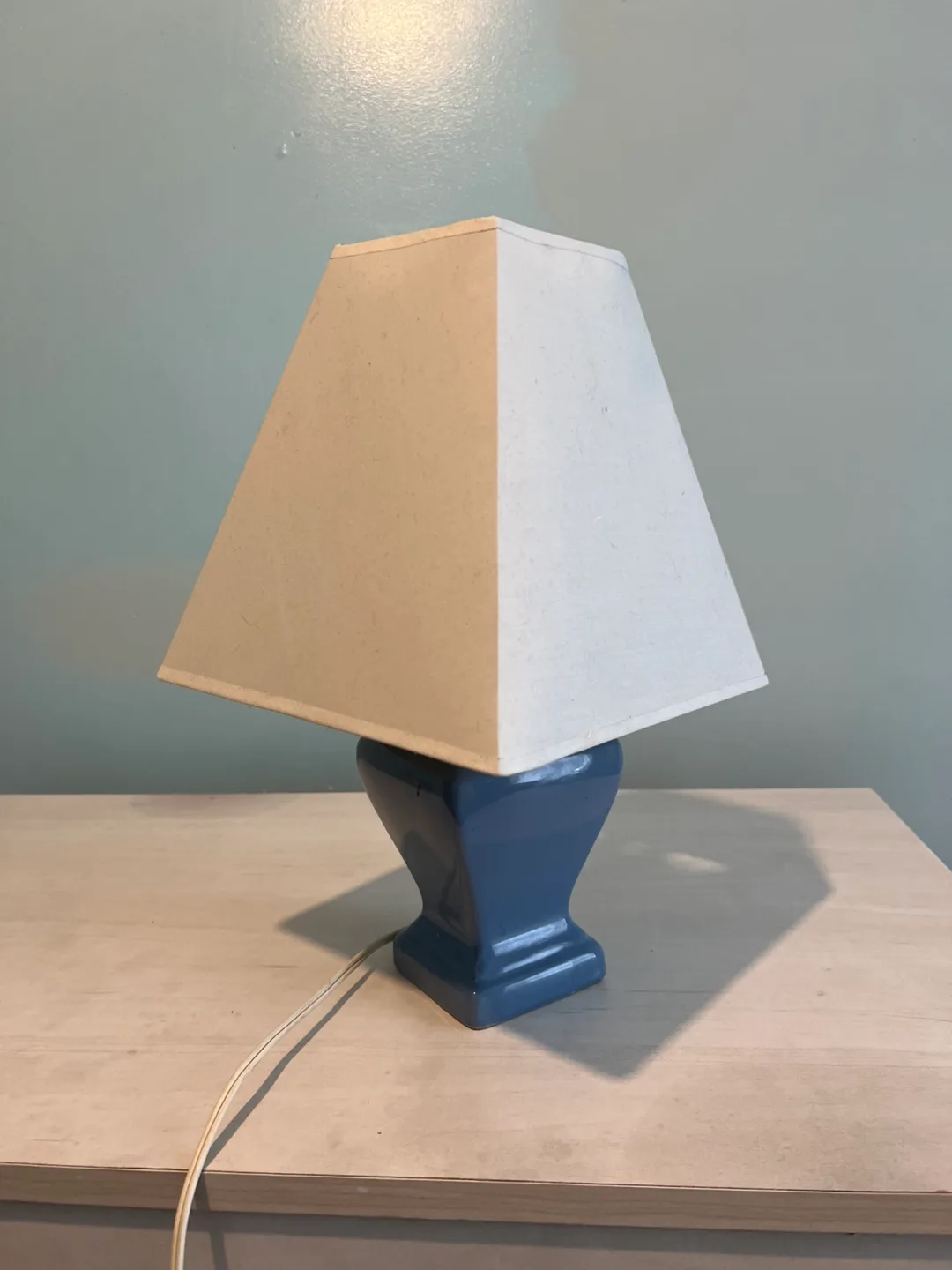 Blue Ceramic Table Lamp with White Shade thumbnail