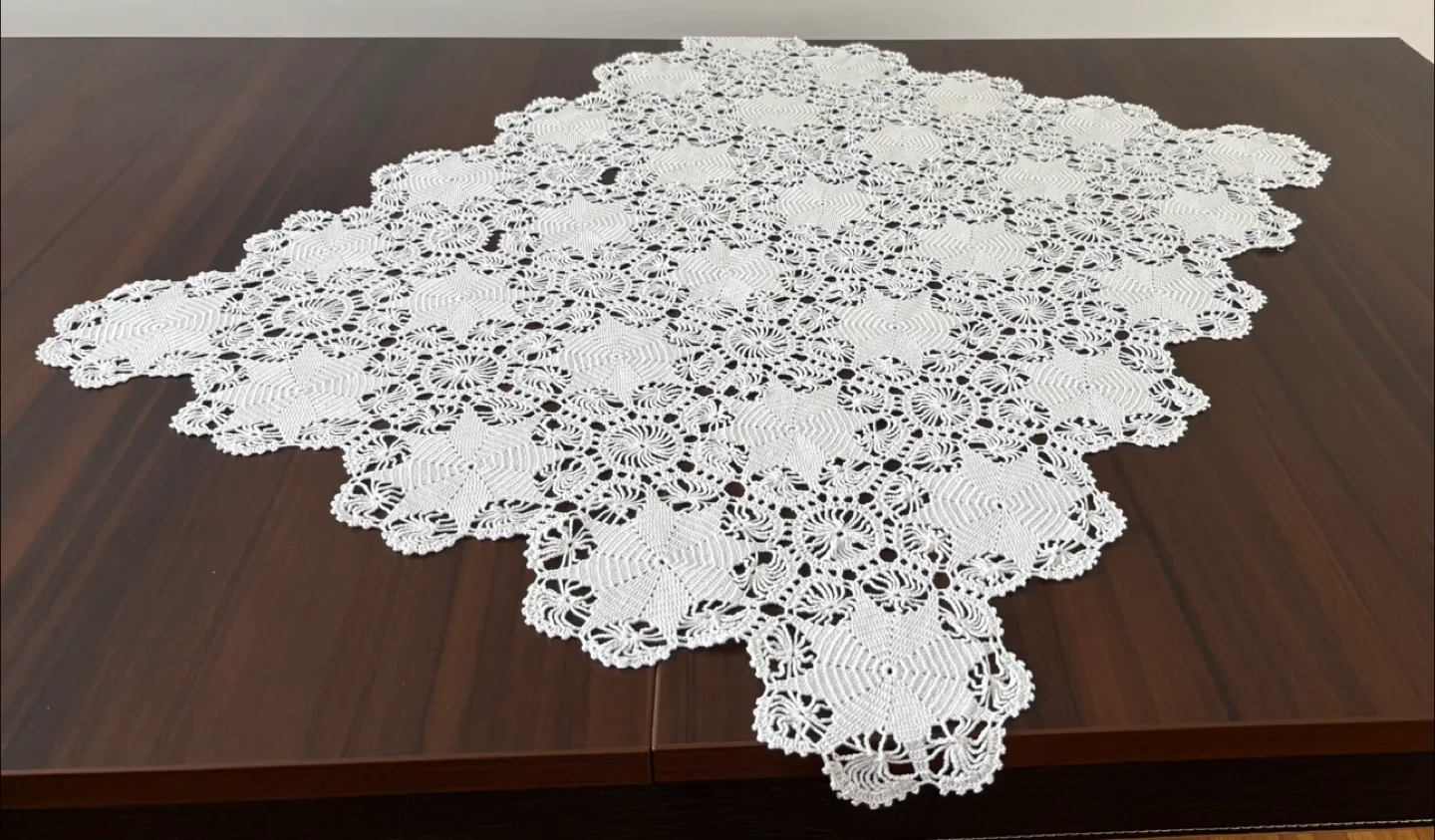 Crocheted White Tablecloth free shipping image indicator(2)