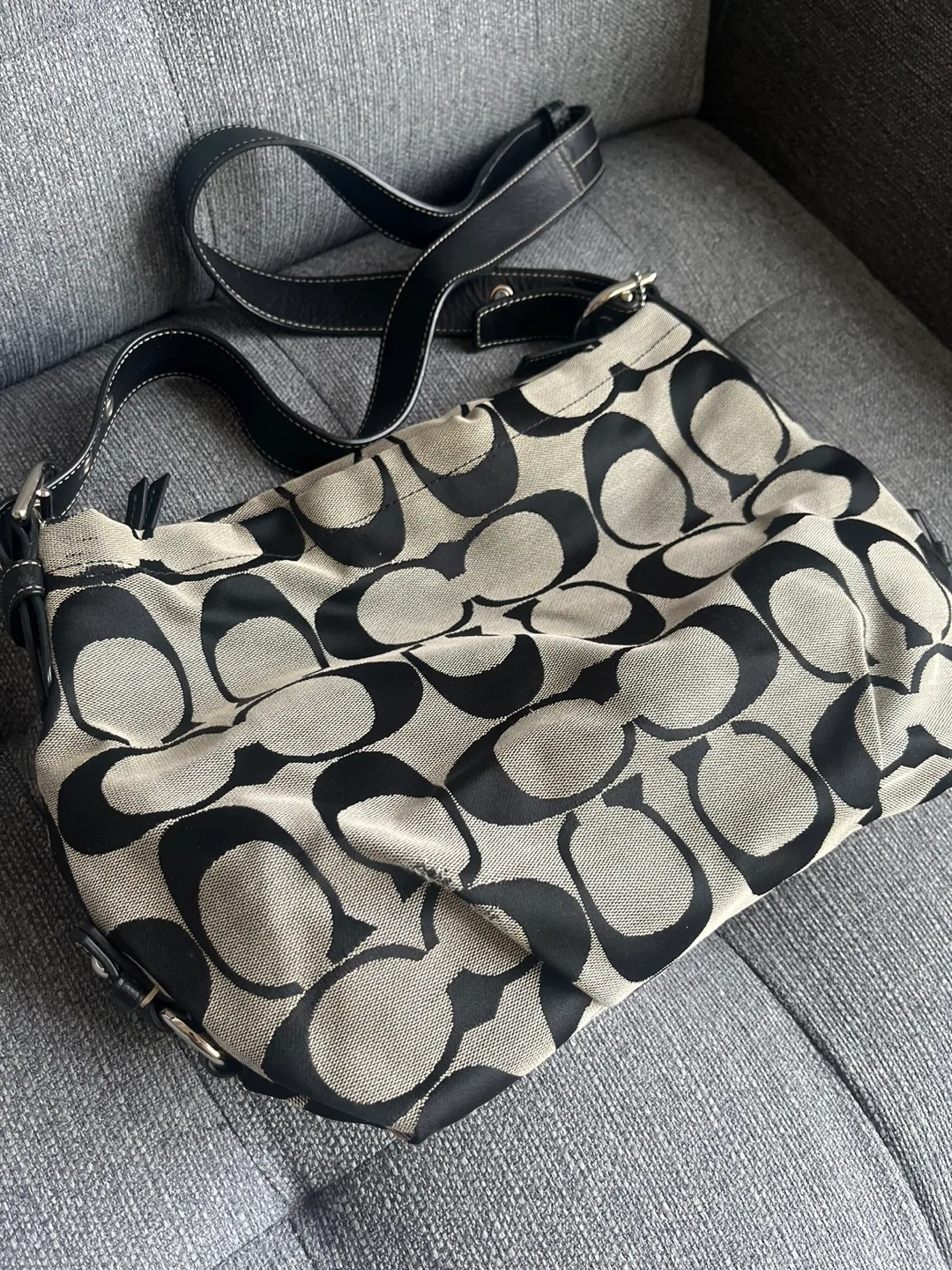Coach Monogram Black & Gray crossbody / shoulder Bag thumbnail
