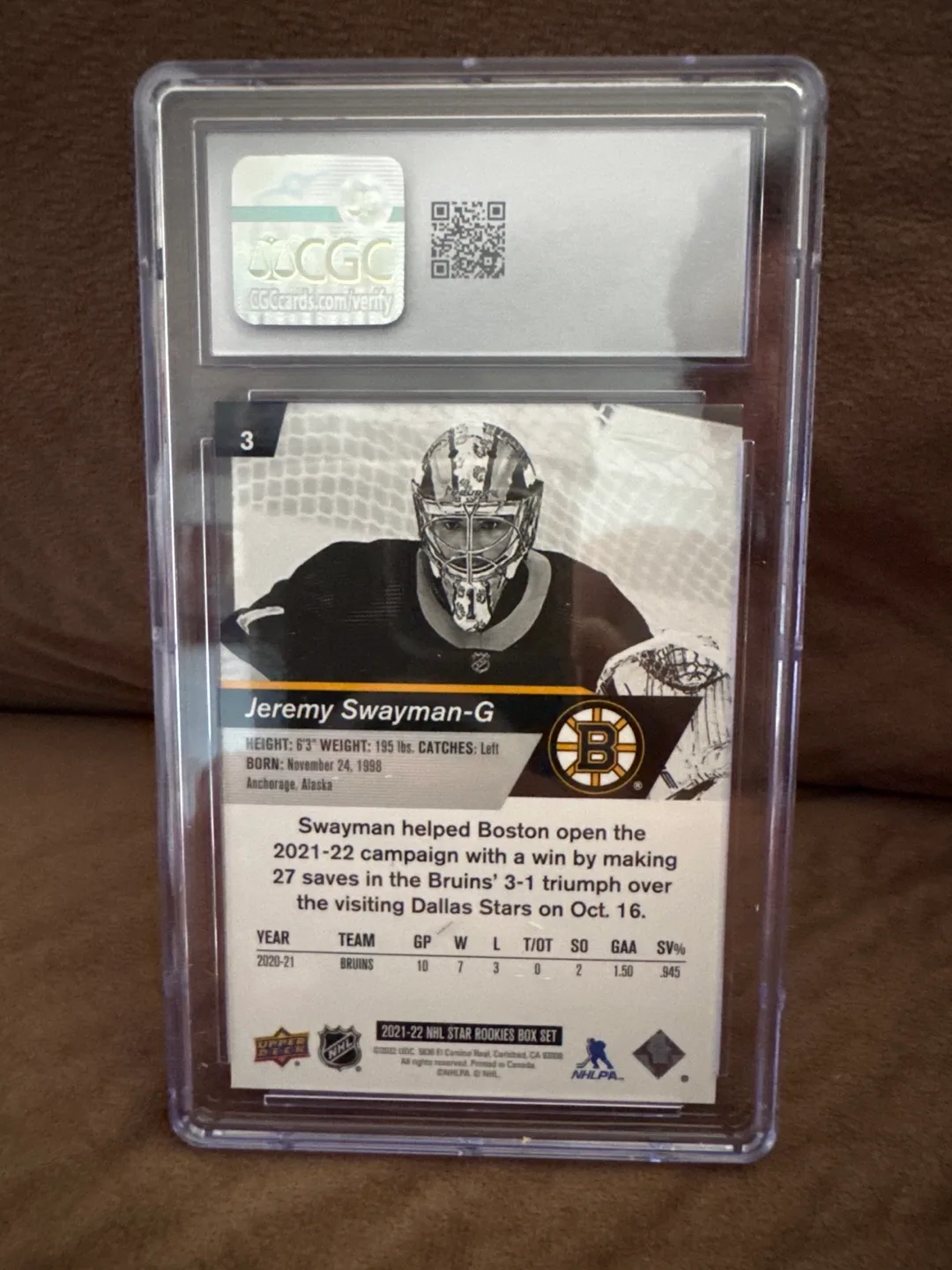 2021-22 Upper Deck Jeremy Swayman Star Rookies #3 image indicator(2)