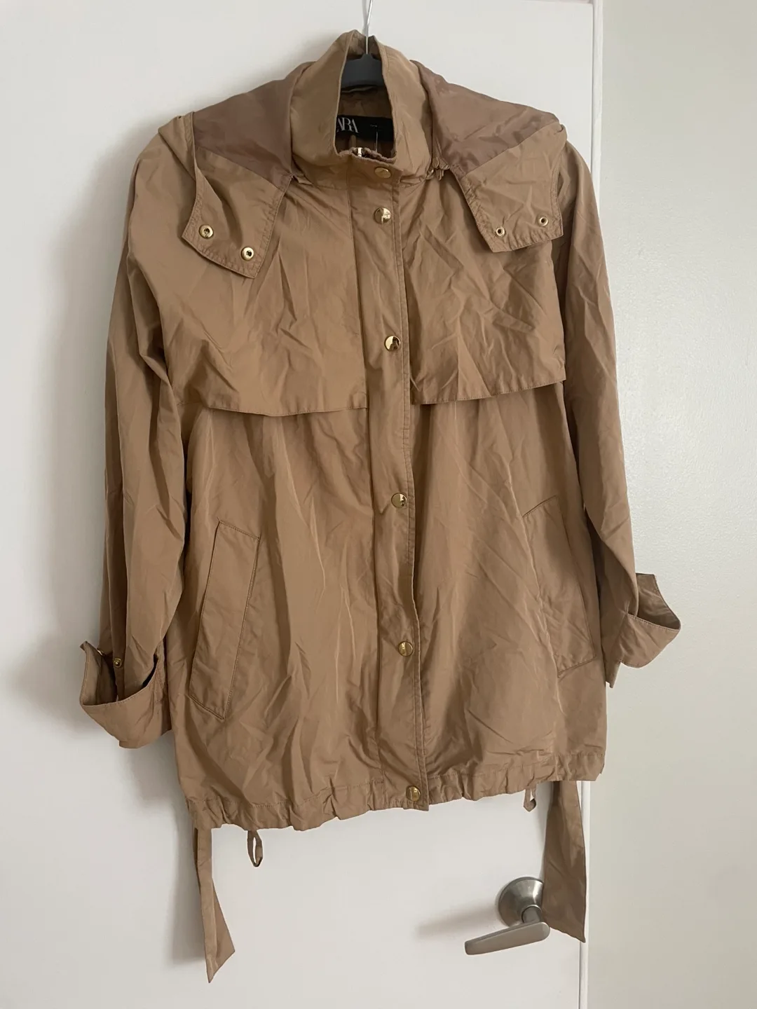 Zara Beige Hooded Trench Coat - Size M thumbnail