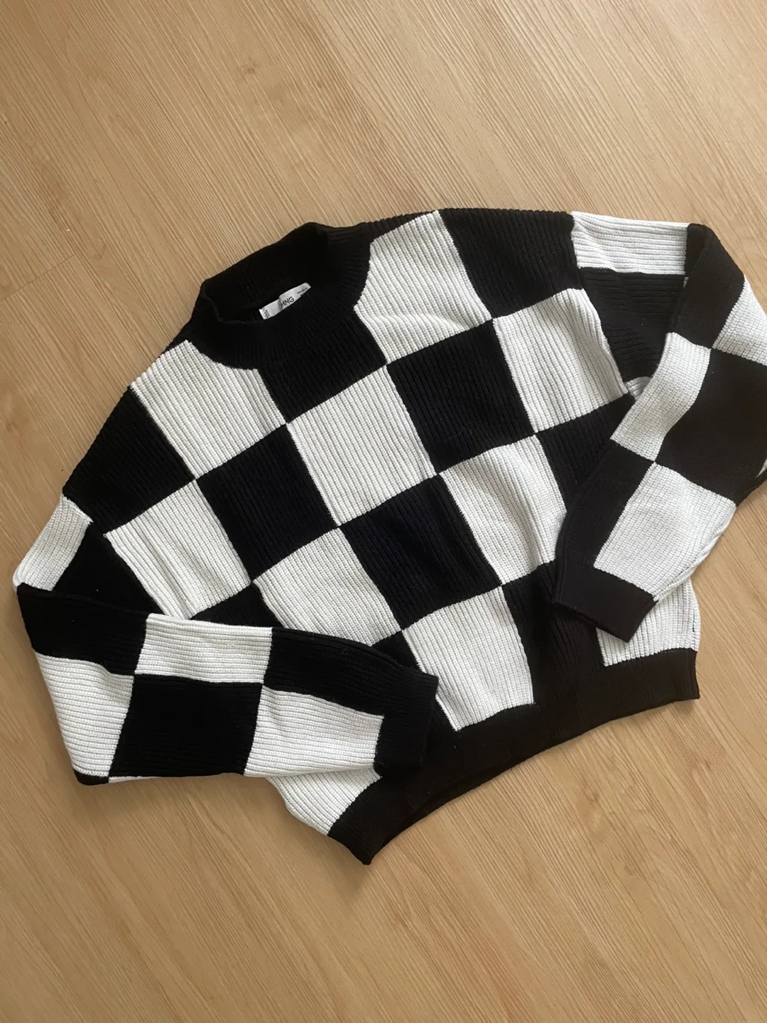Mango Checkered Knit Sweater - Size M thumbnail