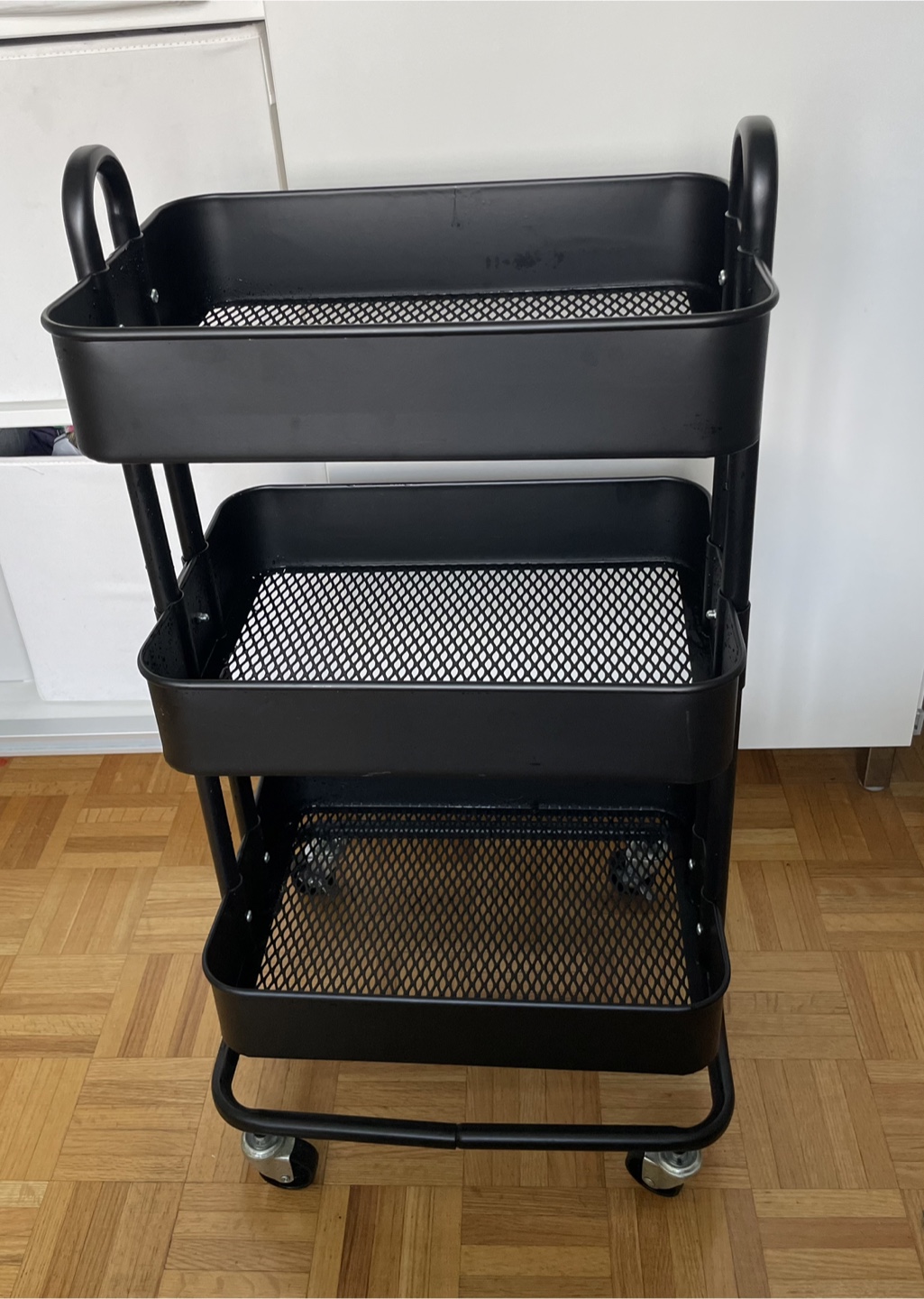 Black Steel Utility Cart - 3 Shelves