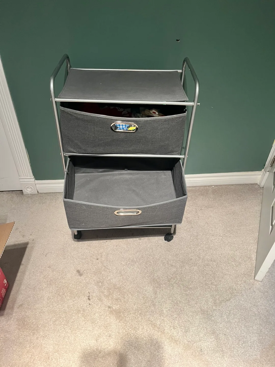 Grey 3-Drawer Rolling Cart Dresser/ Storage image indicator(3)