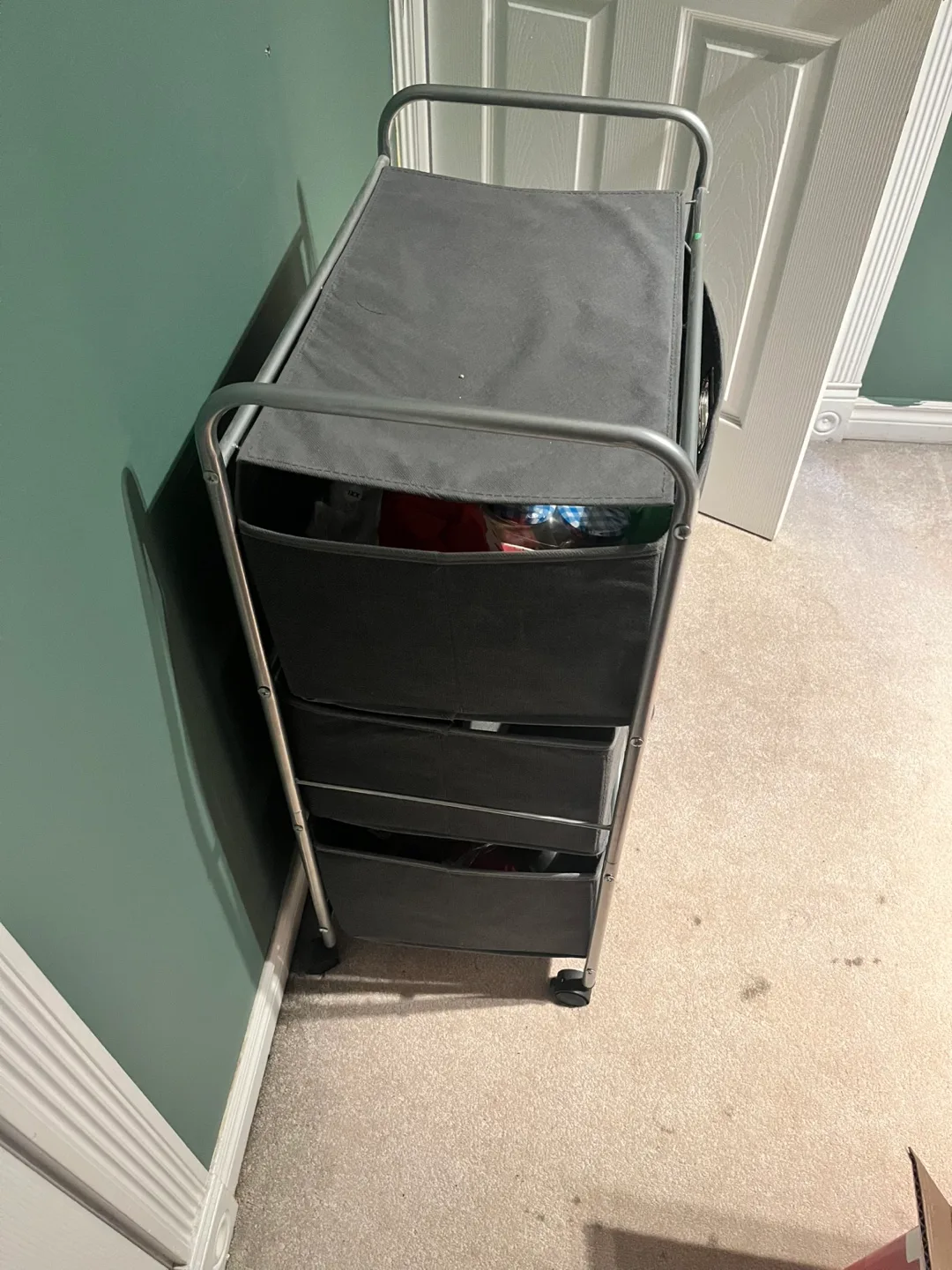 Grey 3-Drawer Rolling Cart Dresser/ Storage image indicator(4)