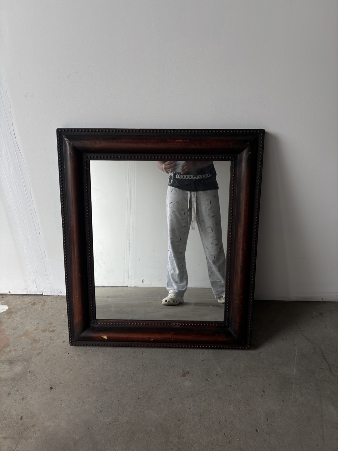 Framed Square Mirror - Brown