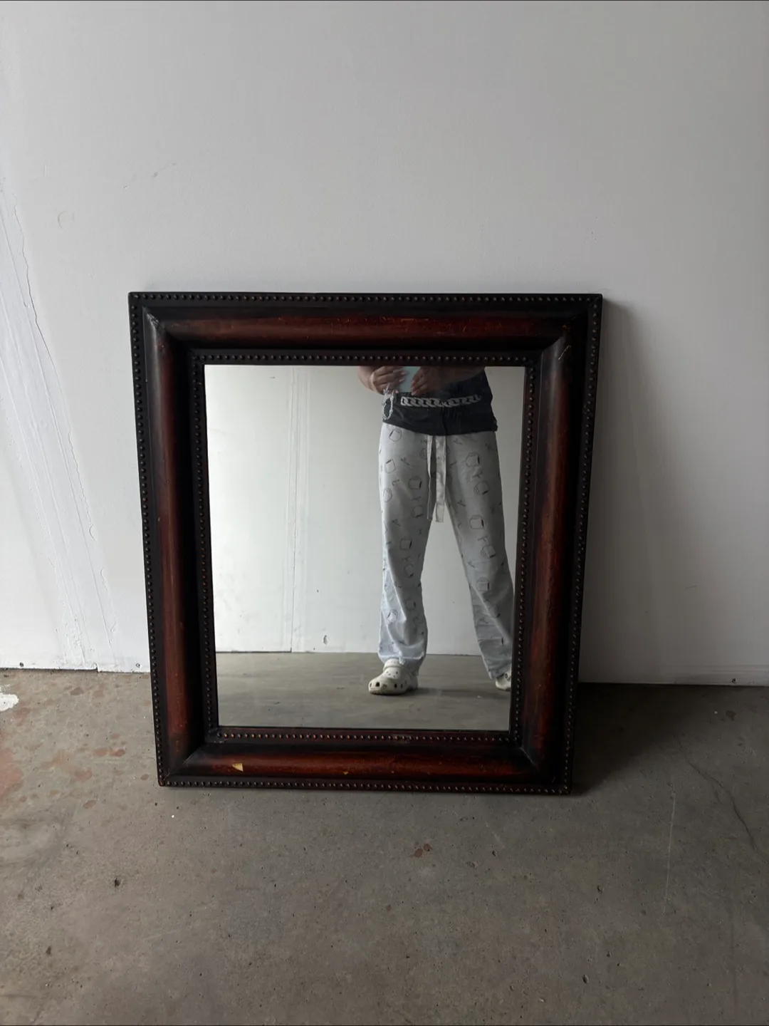 Framed Square Mirror - Brown
