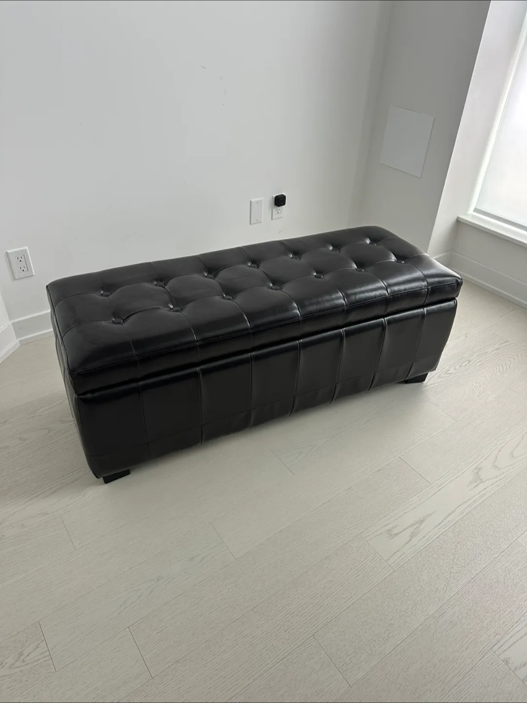 Black Faux Leather Storage Ottoman Bench thumbnail