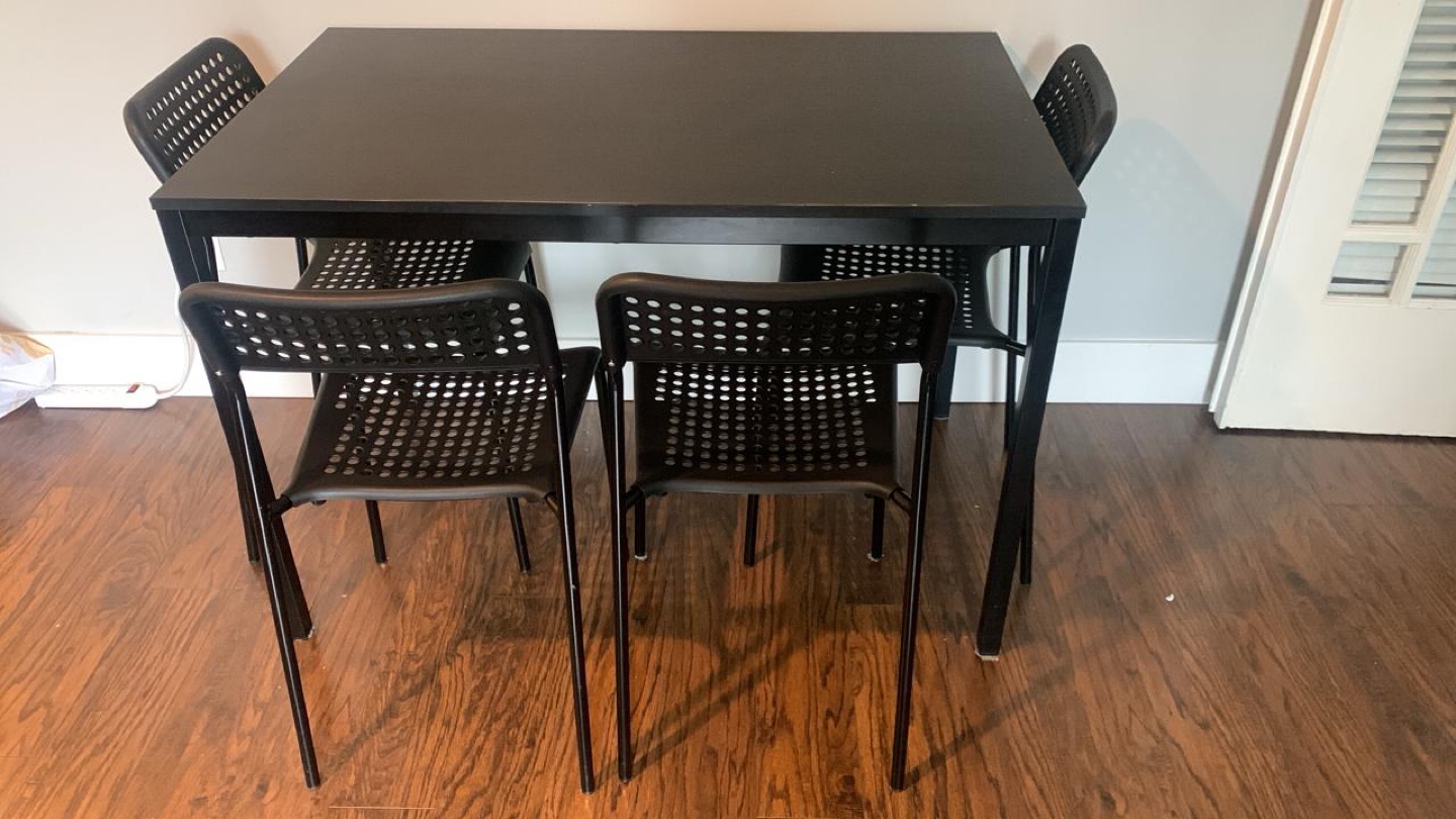 IKEA Black Dining Table with 4 Chairs