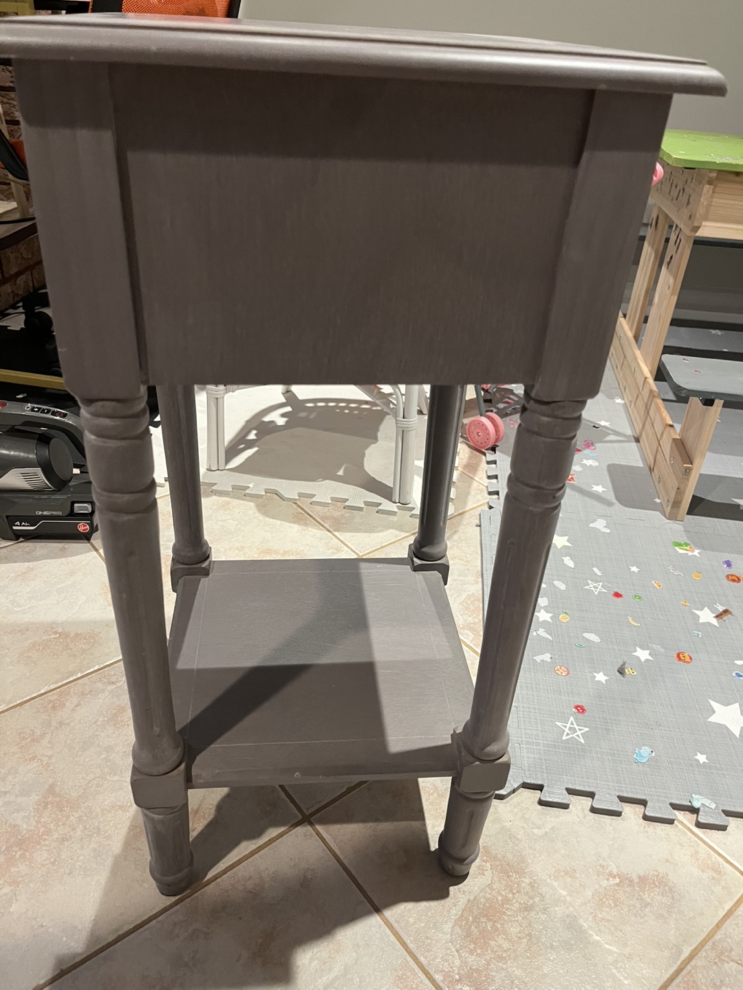 Grey Wooden Nightstand with Drawer - photo 2