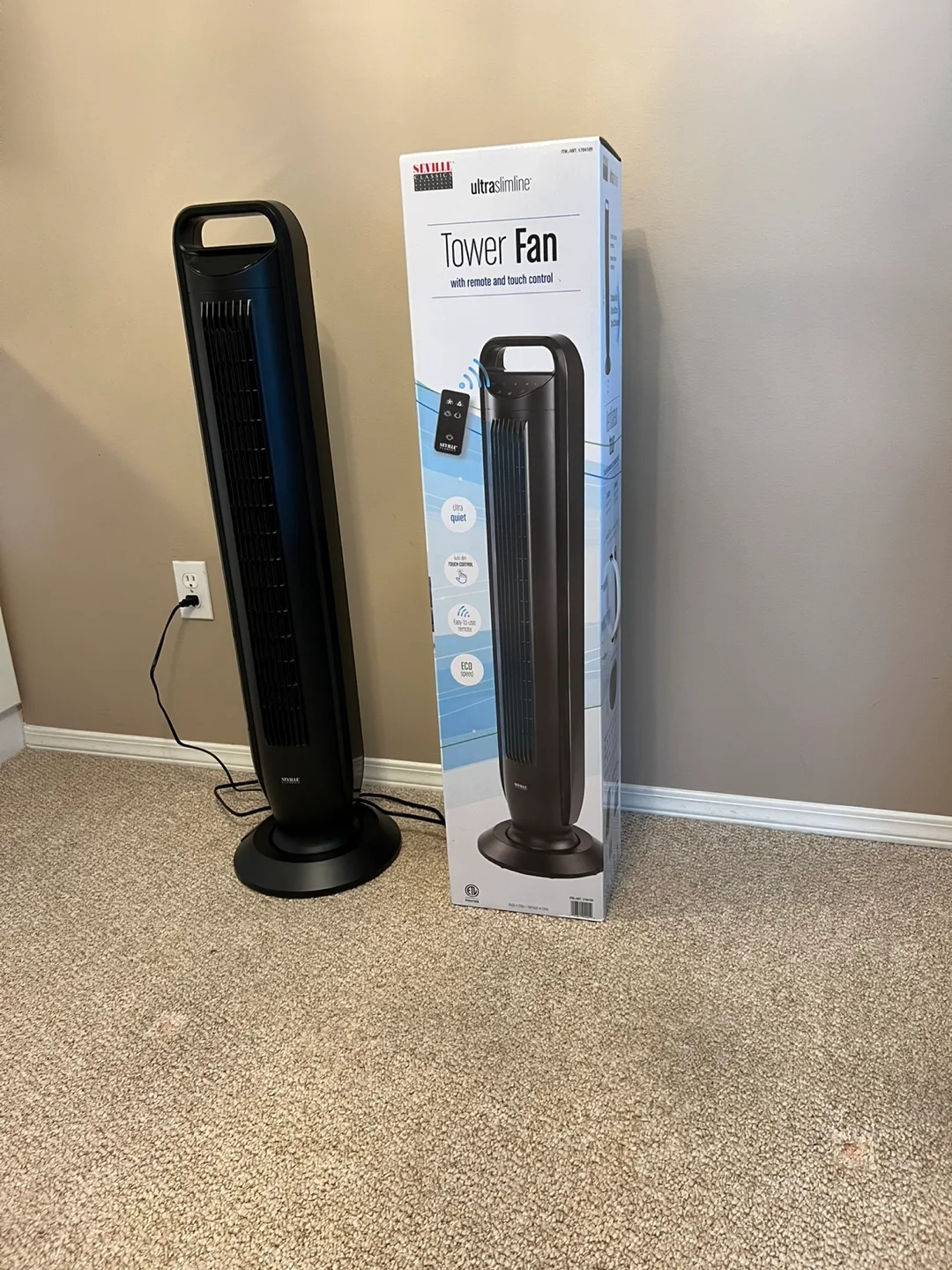 Seville ultraSlimline Tower Fan - Black thumbnail