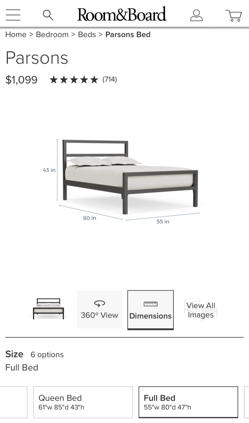 Room & Board Parsons Full Bed Frame - photo 4