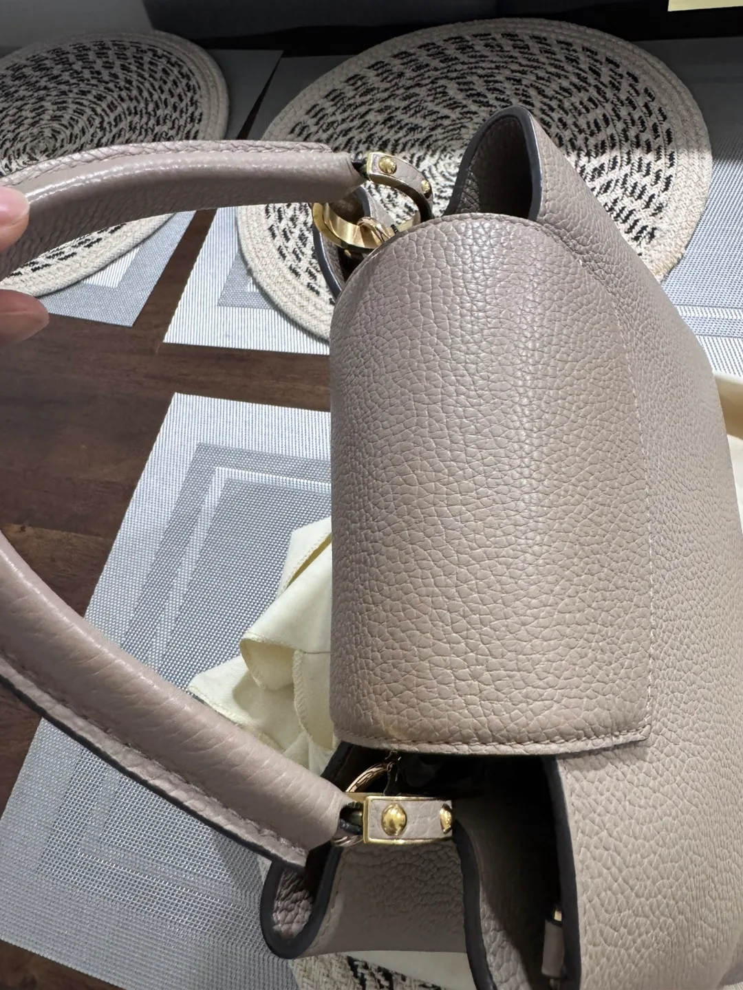 Capucine Grey Leather Handbag image indicator(4)