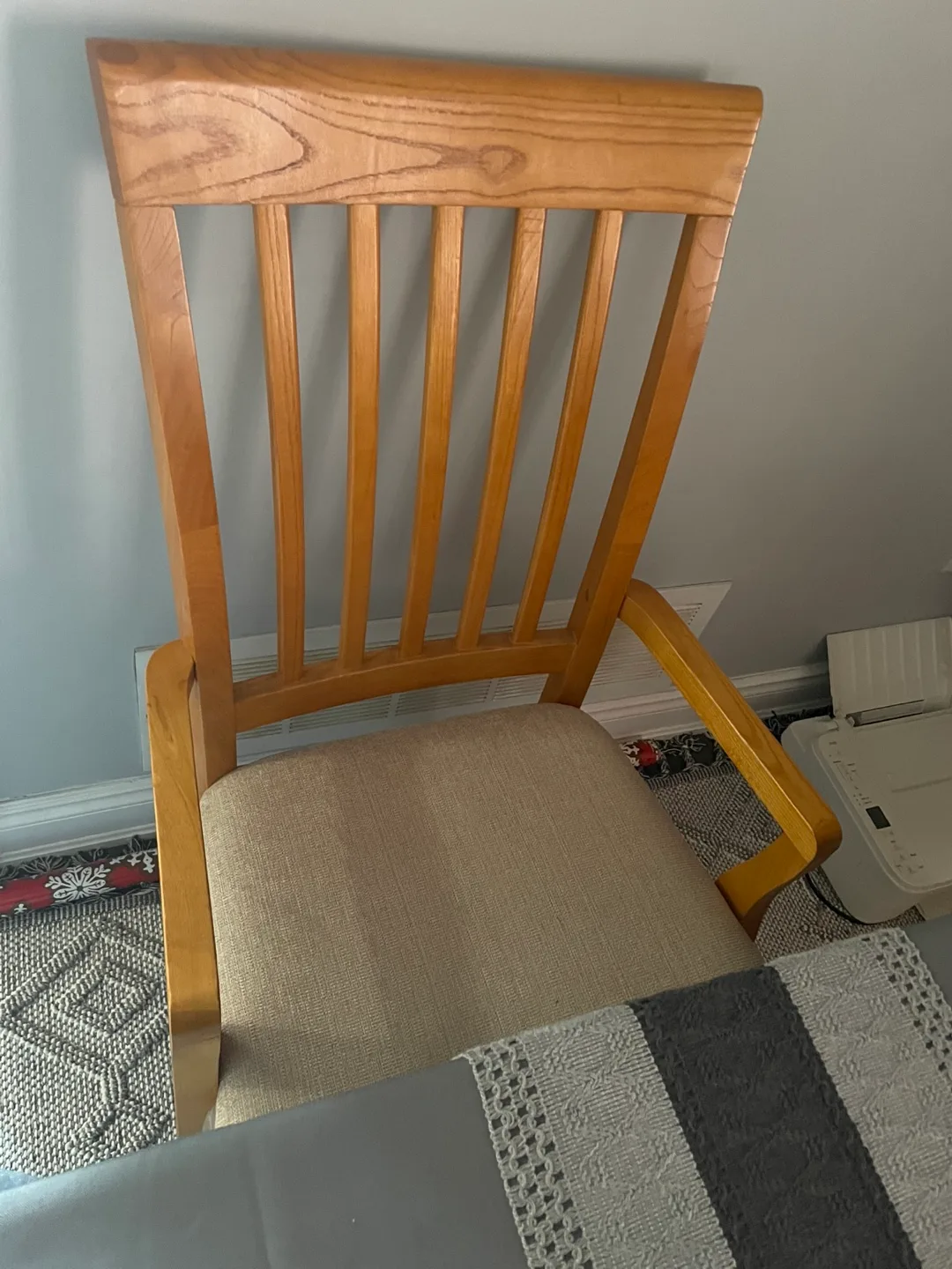 Wooden Dining Chair with Beige Seat thumbnail