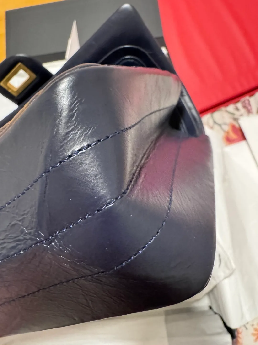 Chanel Navy Blue Leather Handbag image indicator(5)