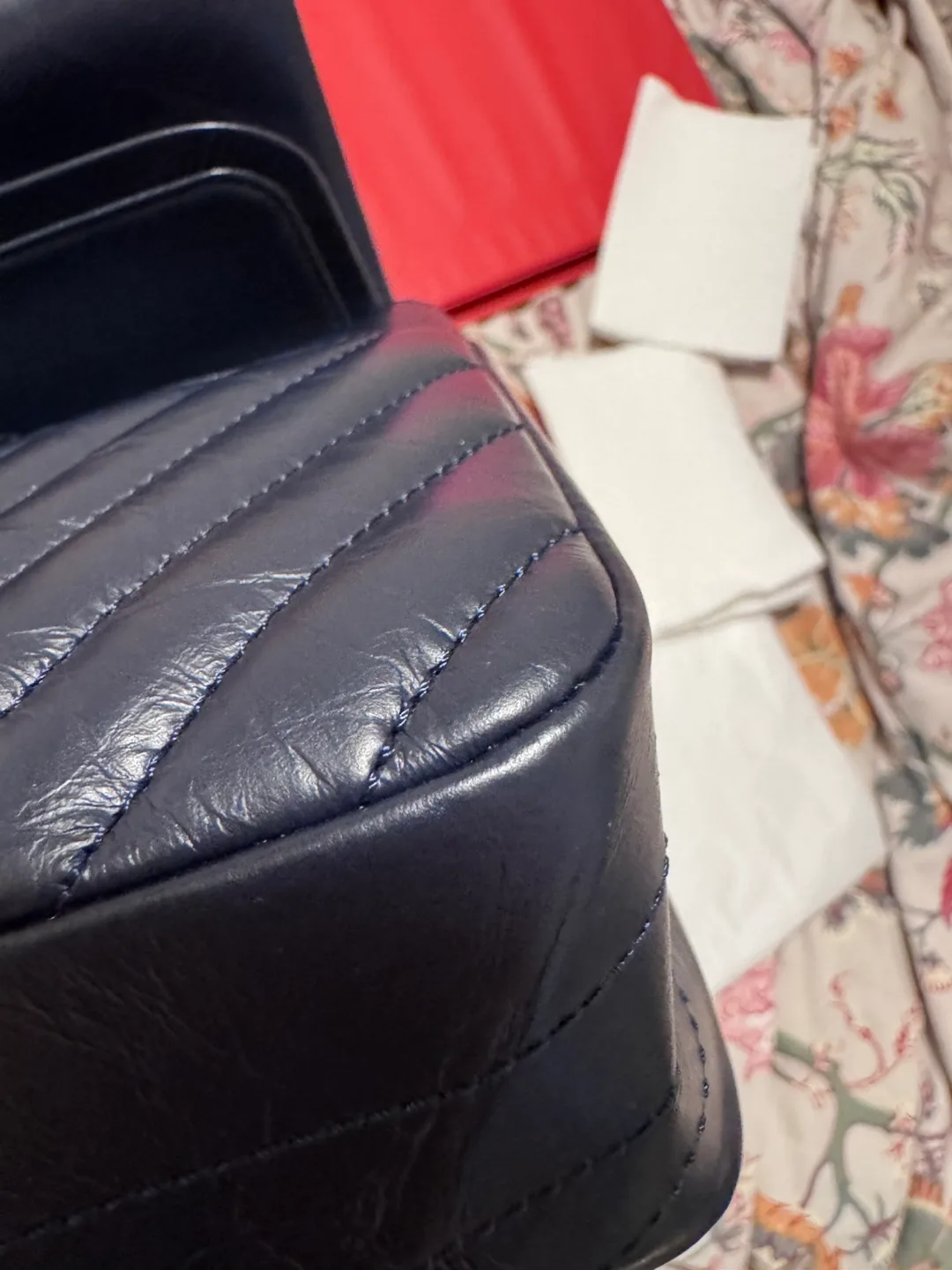 Chanel Navy Blue Leather Handbag image indicator(6)