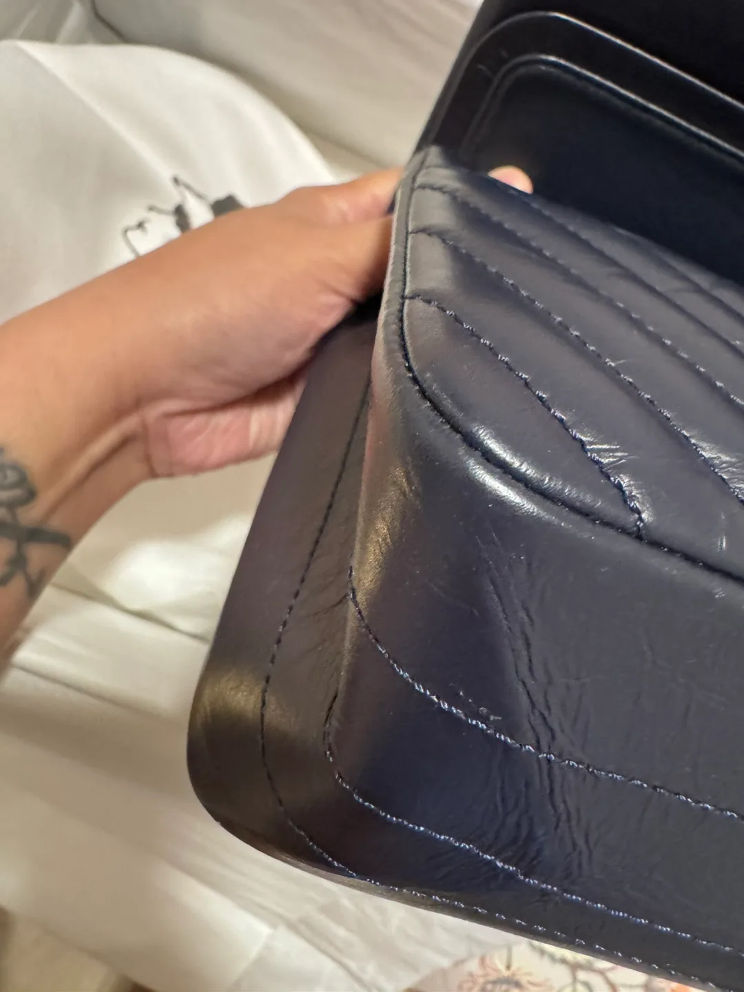 Chanel Navy Blue Leather Handbag image indicator(4)