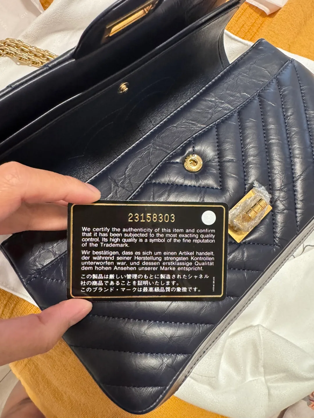 Chanel Navy Blue Leather Handbag image indicator(2)