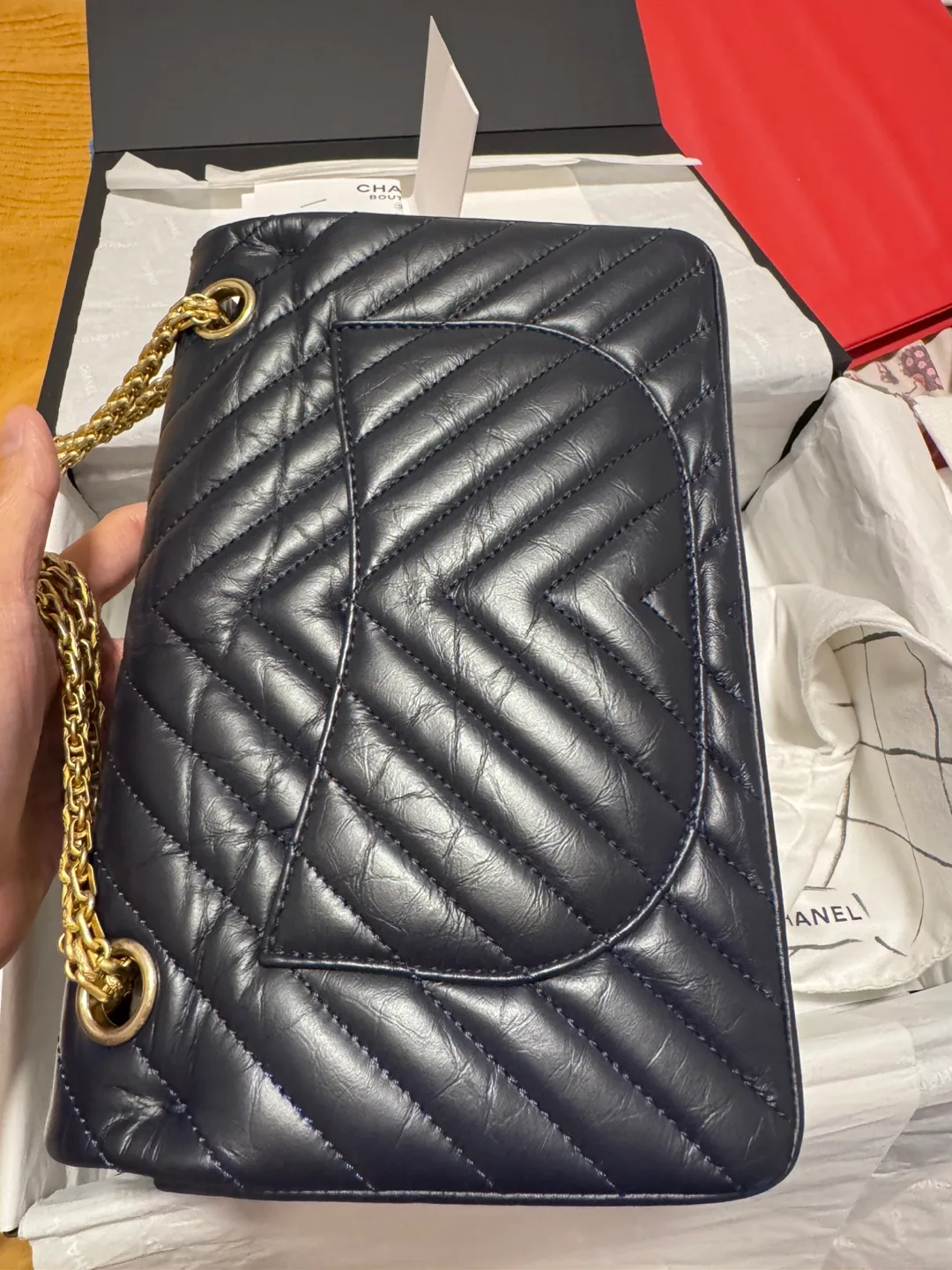 Chanel Navy Blue Leather Handbag image indicator(7)