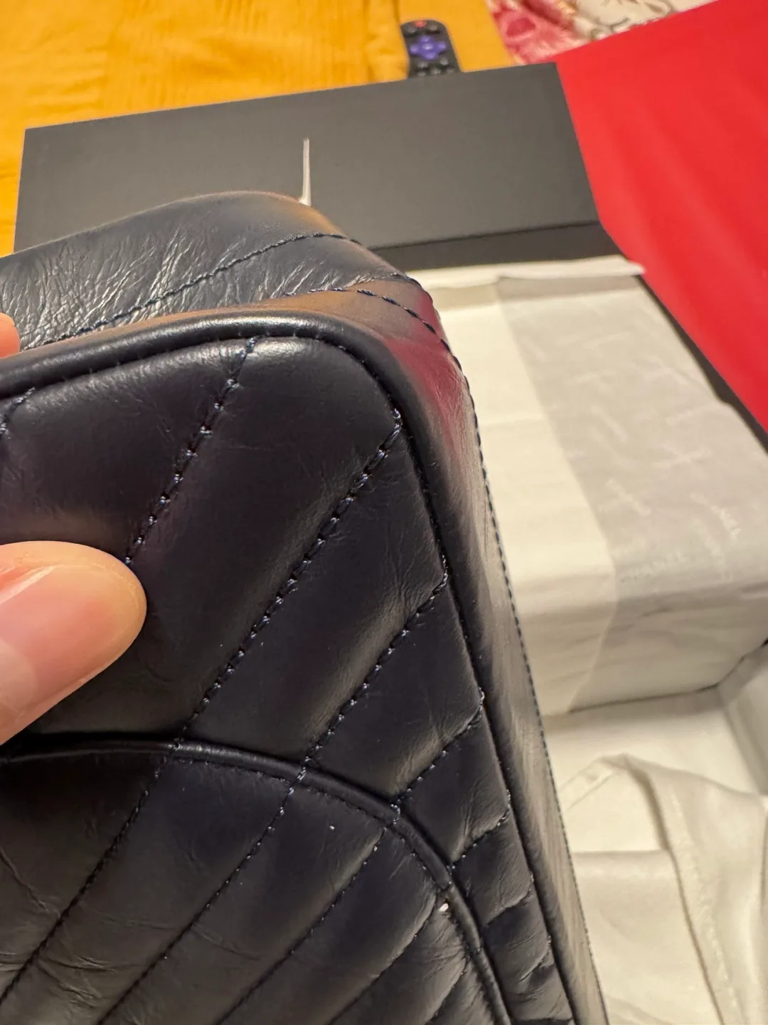 Chanel Navy Blue Leather Handbag image indicator(8)