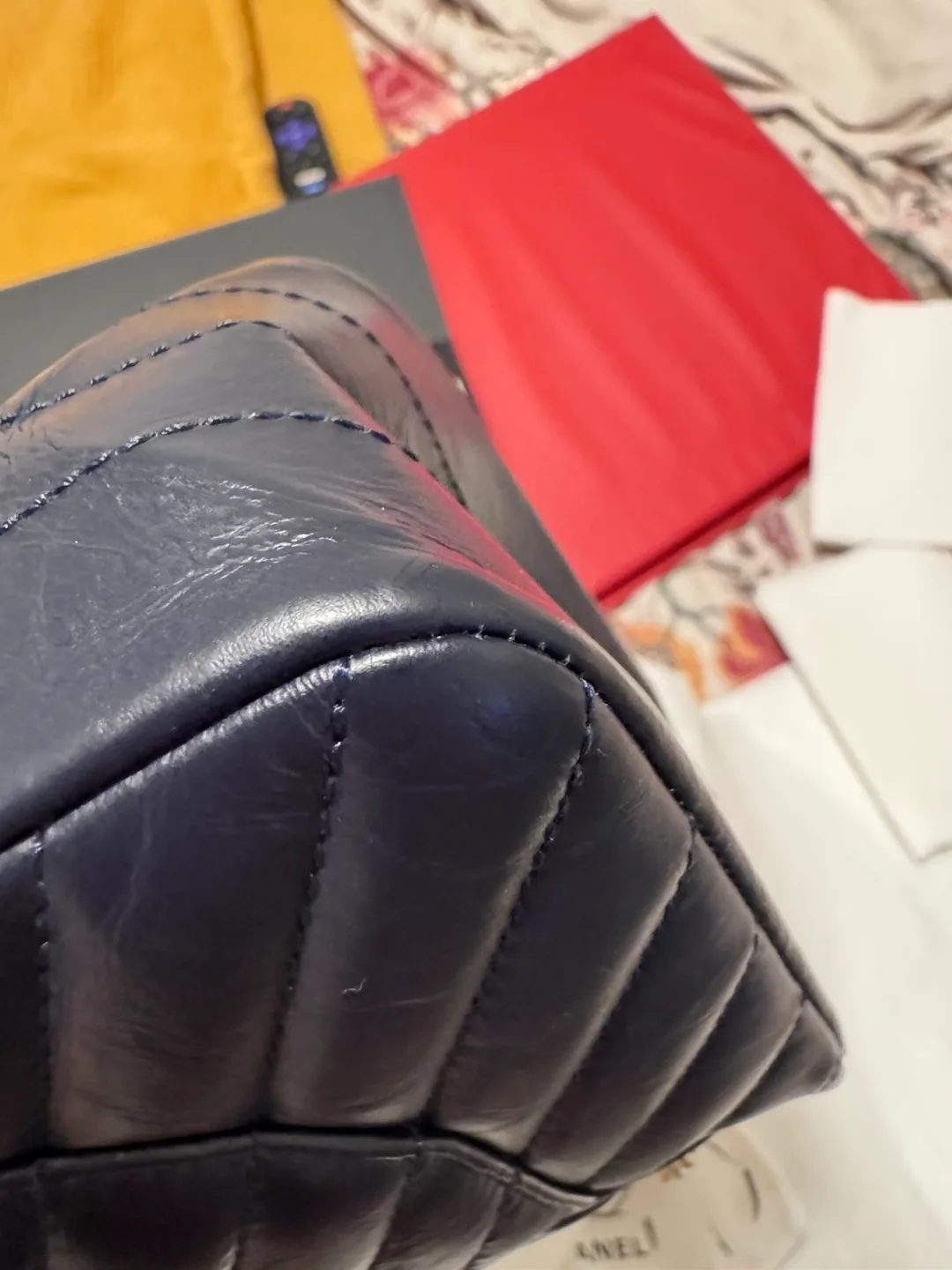 Chanel Navy Blue Leather Handbag image indicator(9)