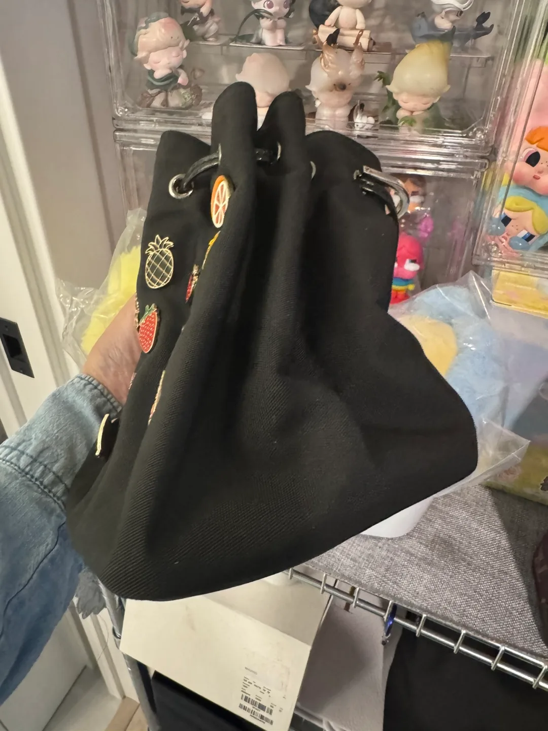 Gucci Black Bucket Bag with Fruit Pins image indicator(2)