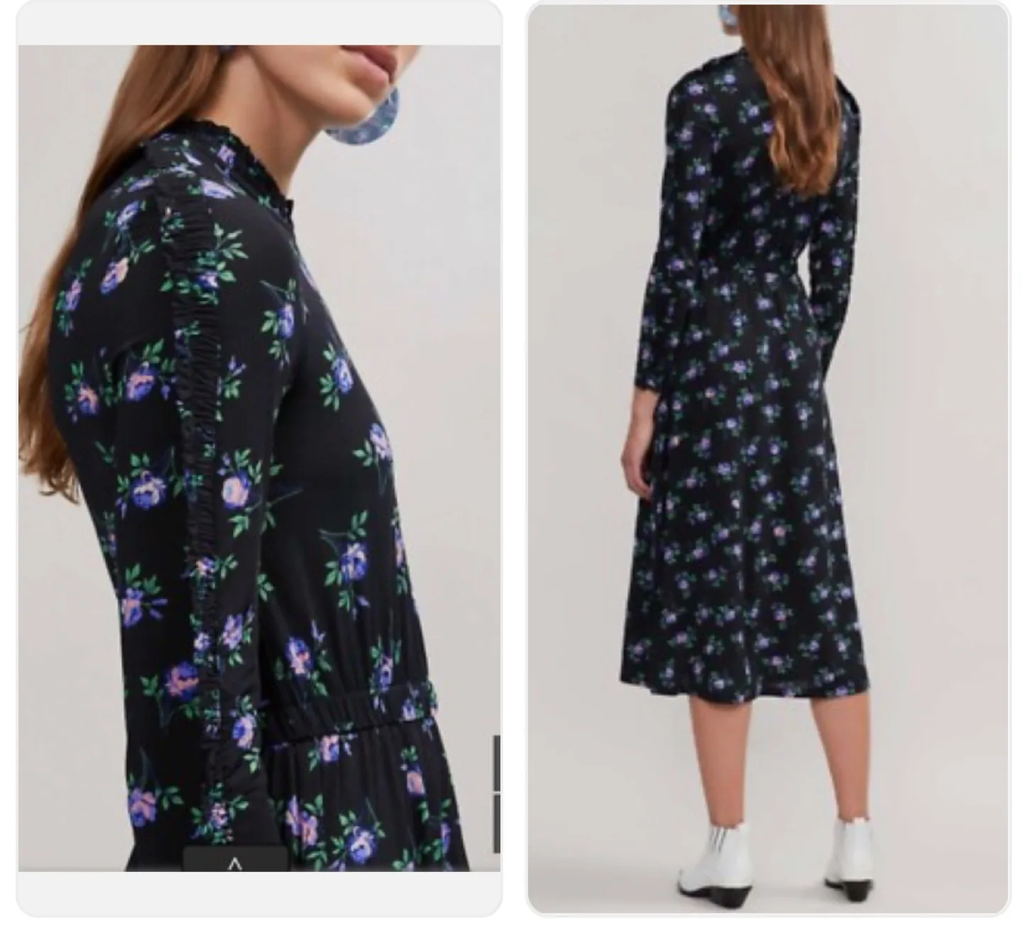 Sandro. Floral Print Midi Dress thumbnail