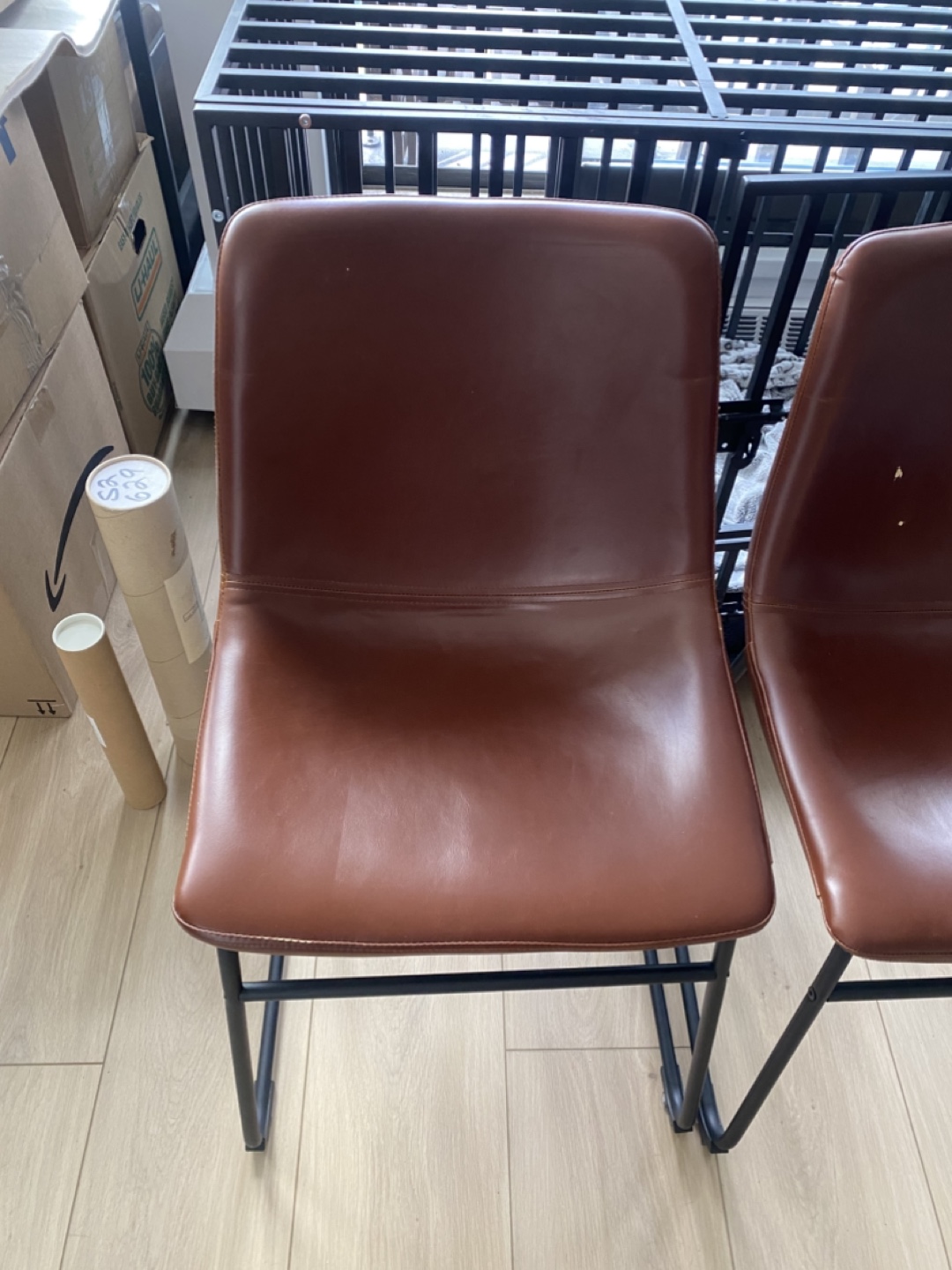 Brown Faux Leather Dining Chairs (Set of 2) - photo 3