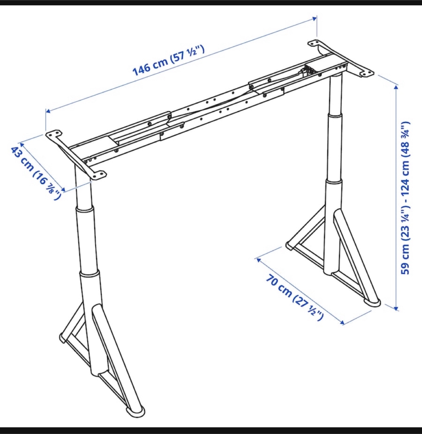 Standing Desk electric undeframe-  IKEA IDASEN DARK GREY - photo 5