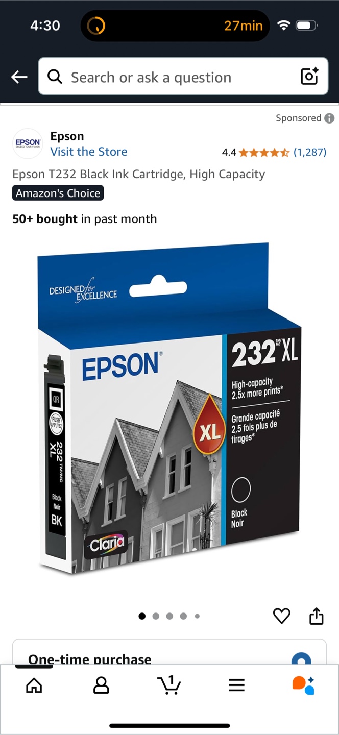 Epson 232XL Black ink cartridge