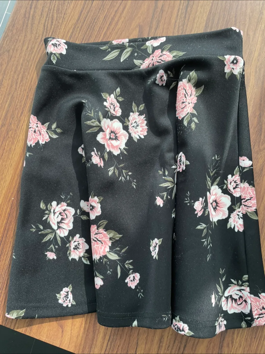 Floral Skater Skirt - Black with Pink Flowers image indicator(2)