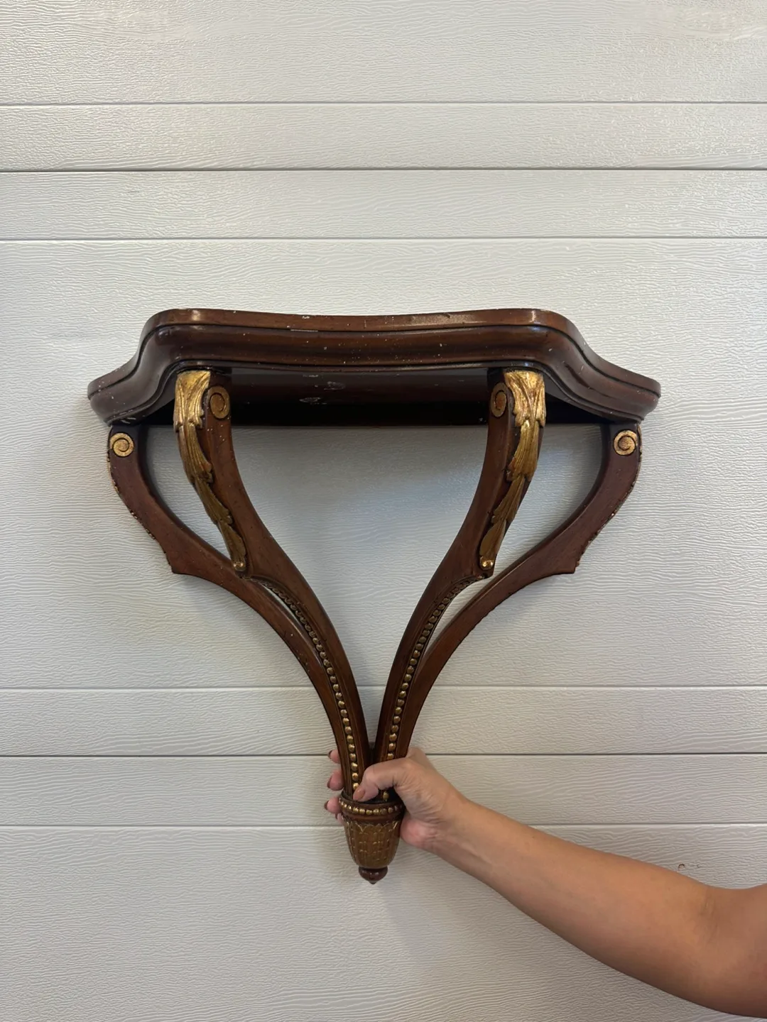 Wooden Wall Shelf - Brown & Gold Accent thumbnail