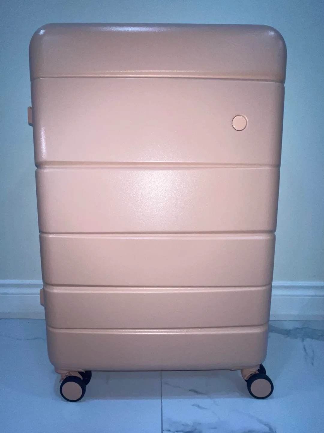 Light Pink checked luggage - Brand New thumbnail