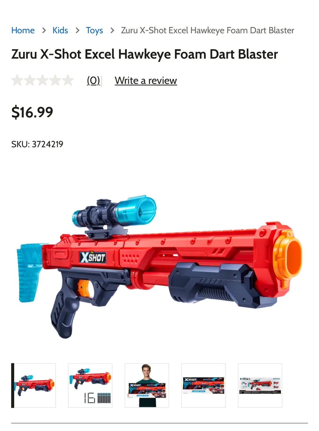 Zuru X-Shot Excel Hawkeye Foam Dart Blaster thumbnail