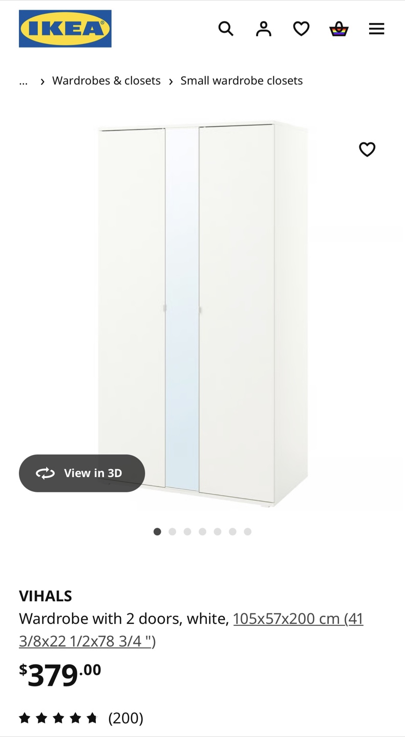 IKEA VIHALS Wardrobe with 2 doors, white - photo 4